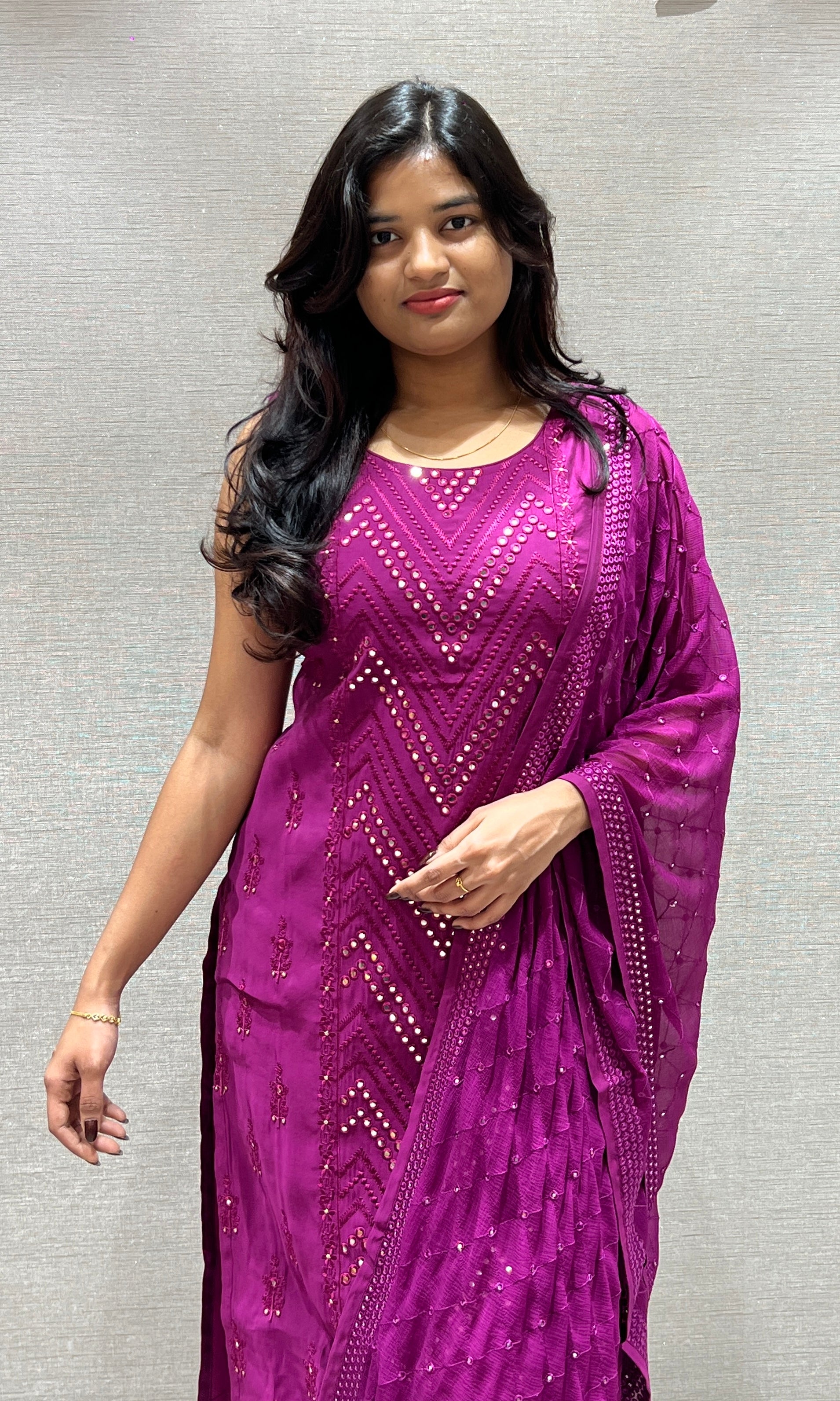 Embellished Wine kurta set