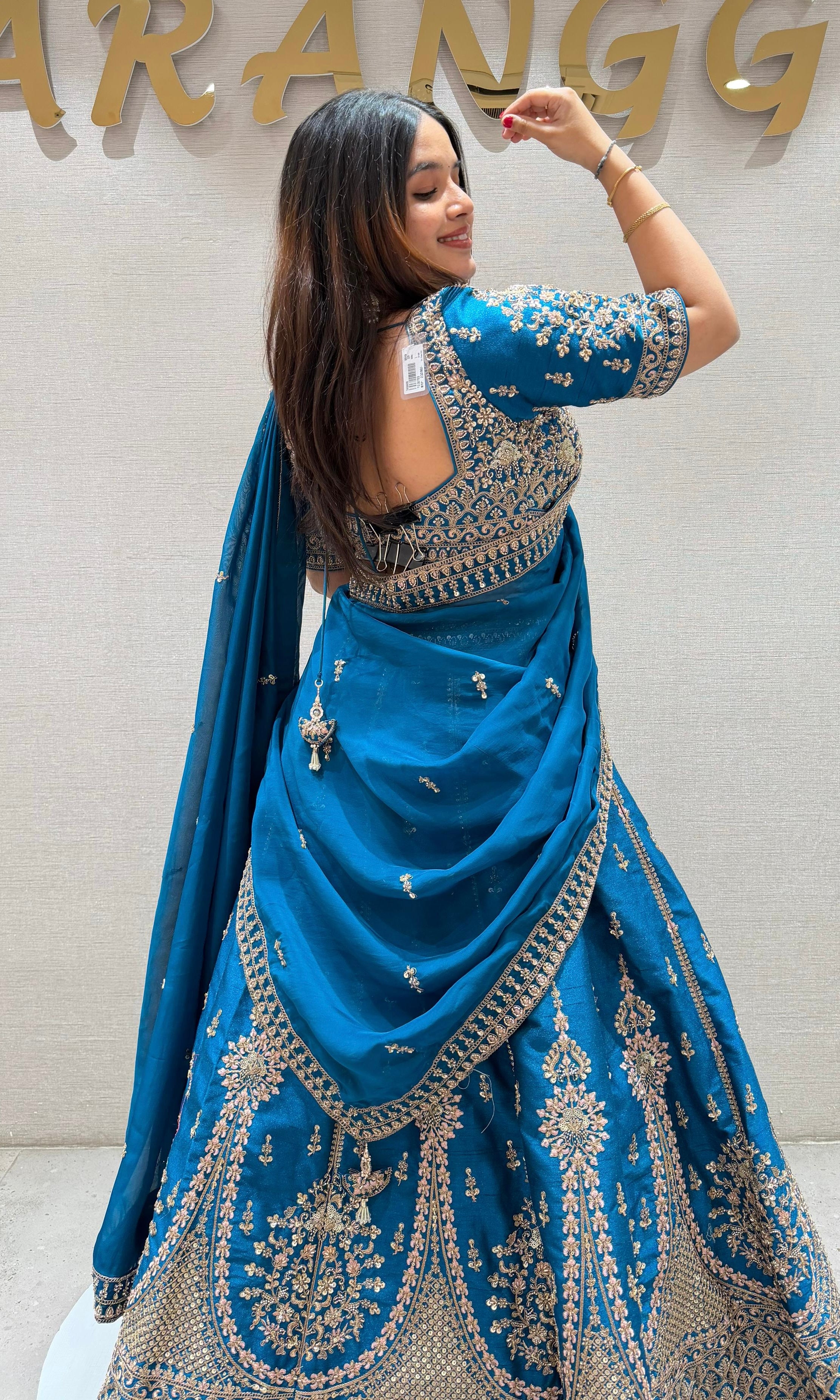 Rama blue EMBROIDERED Lehenga