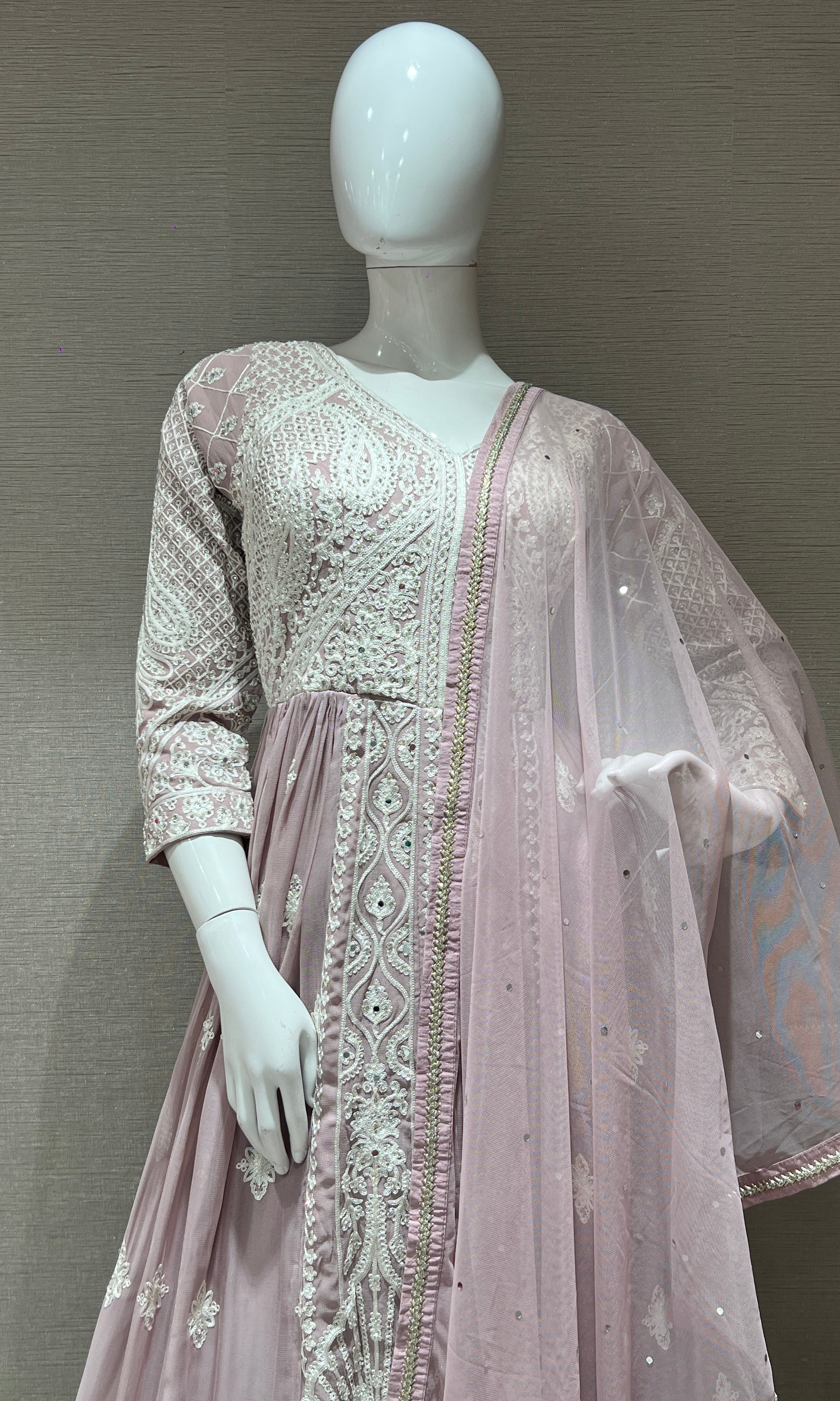 Onion pink Chikankari Anarkali kurta Set