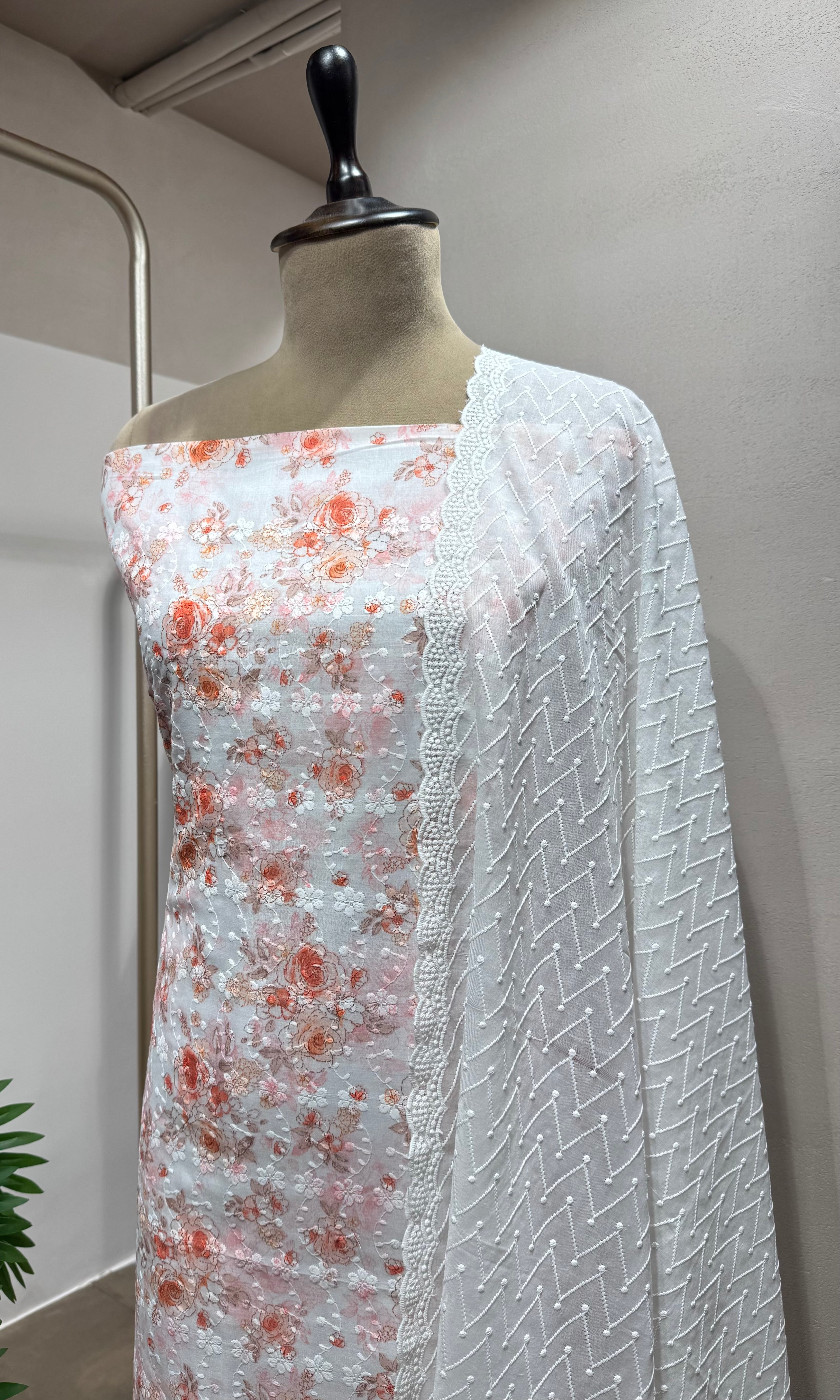 PEACH Georgette Dress Material