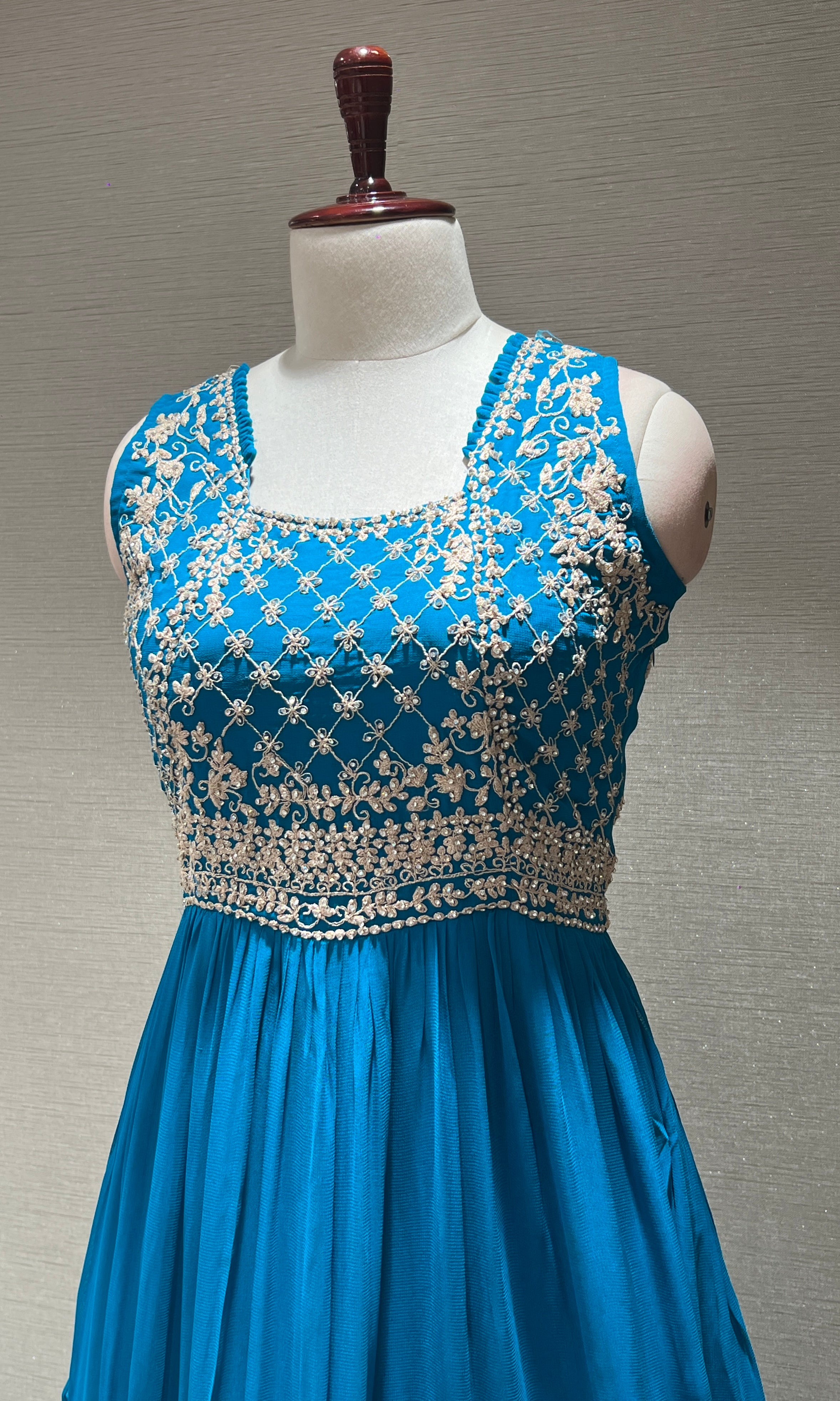 RAMA EMBROIDERED RUFFLE ANARKALI GOWN