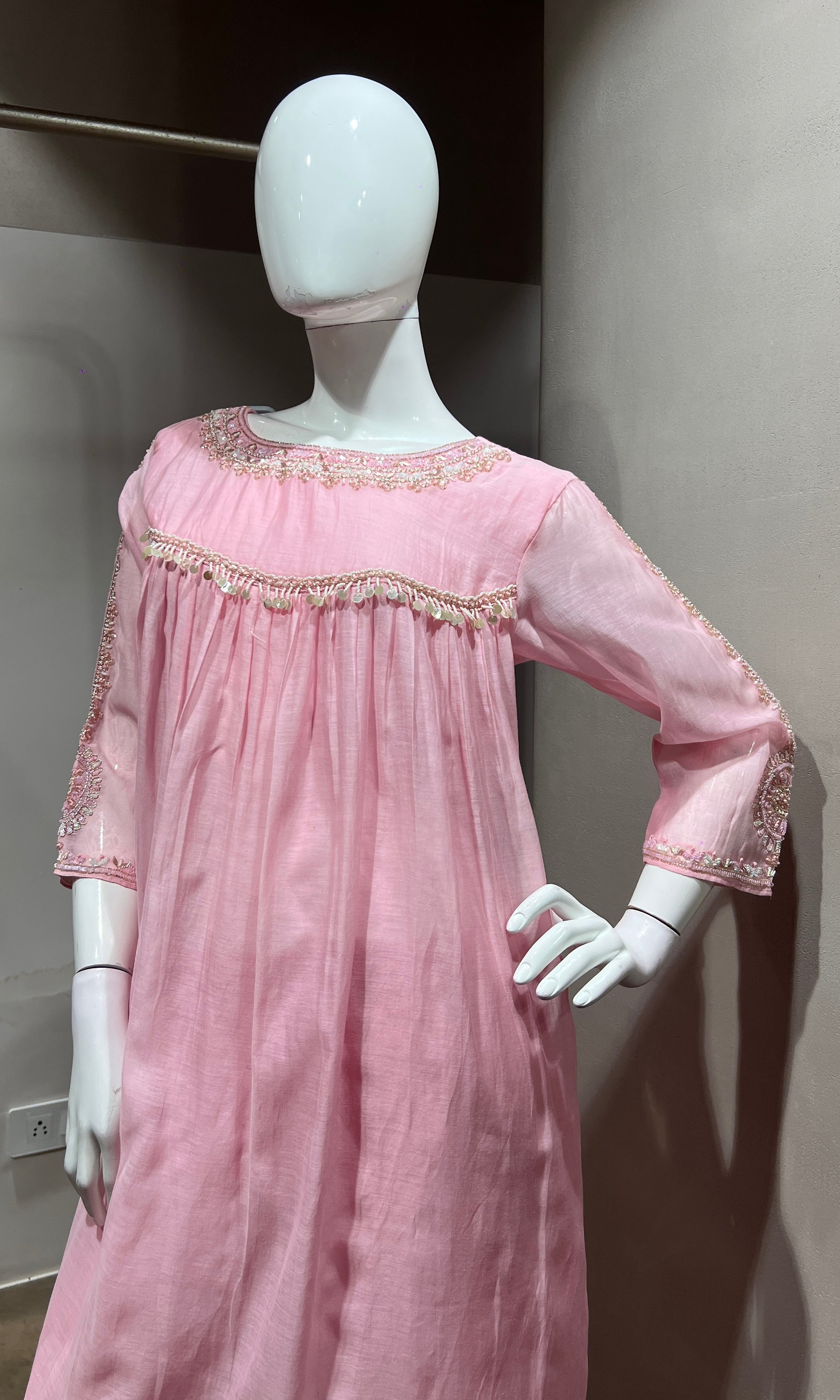 Pink Embroidered Kurta Set with Dupatta