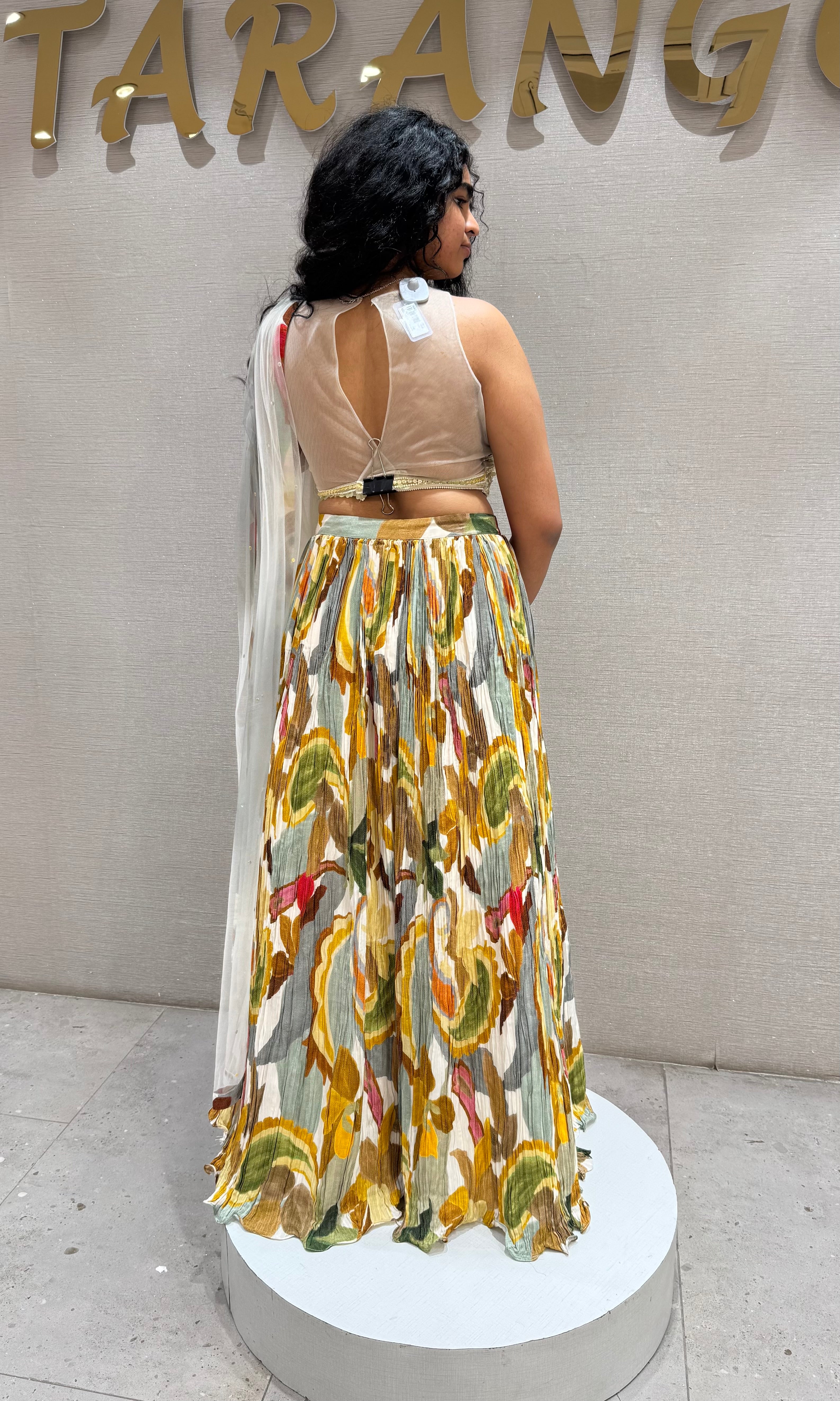 Multi colour embroidered lehenga