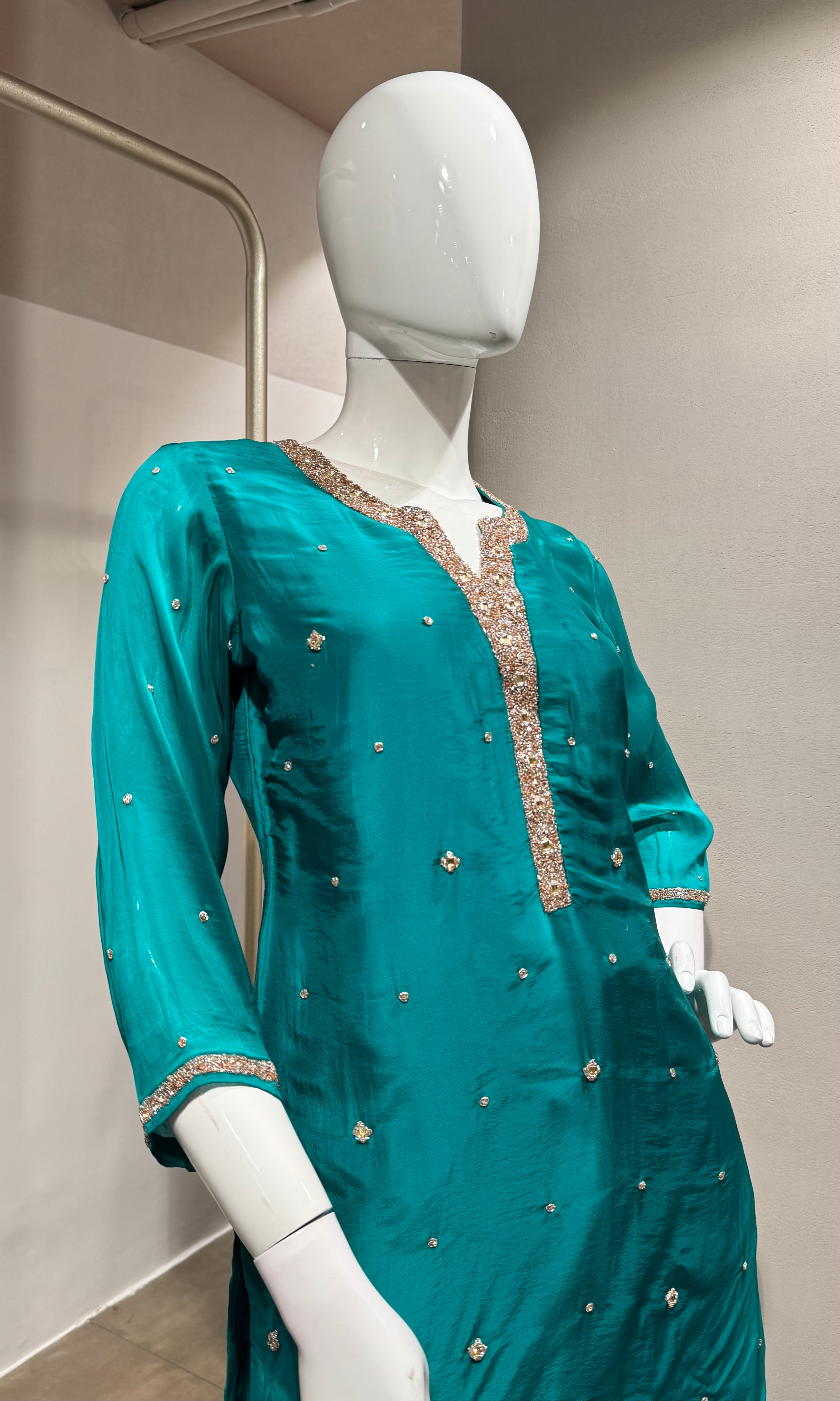 Green Embroidered Sharara Set & Dupatta