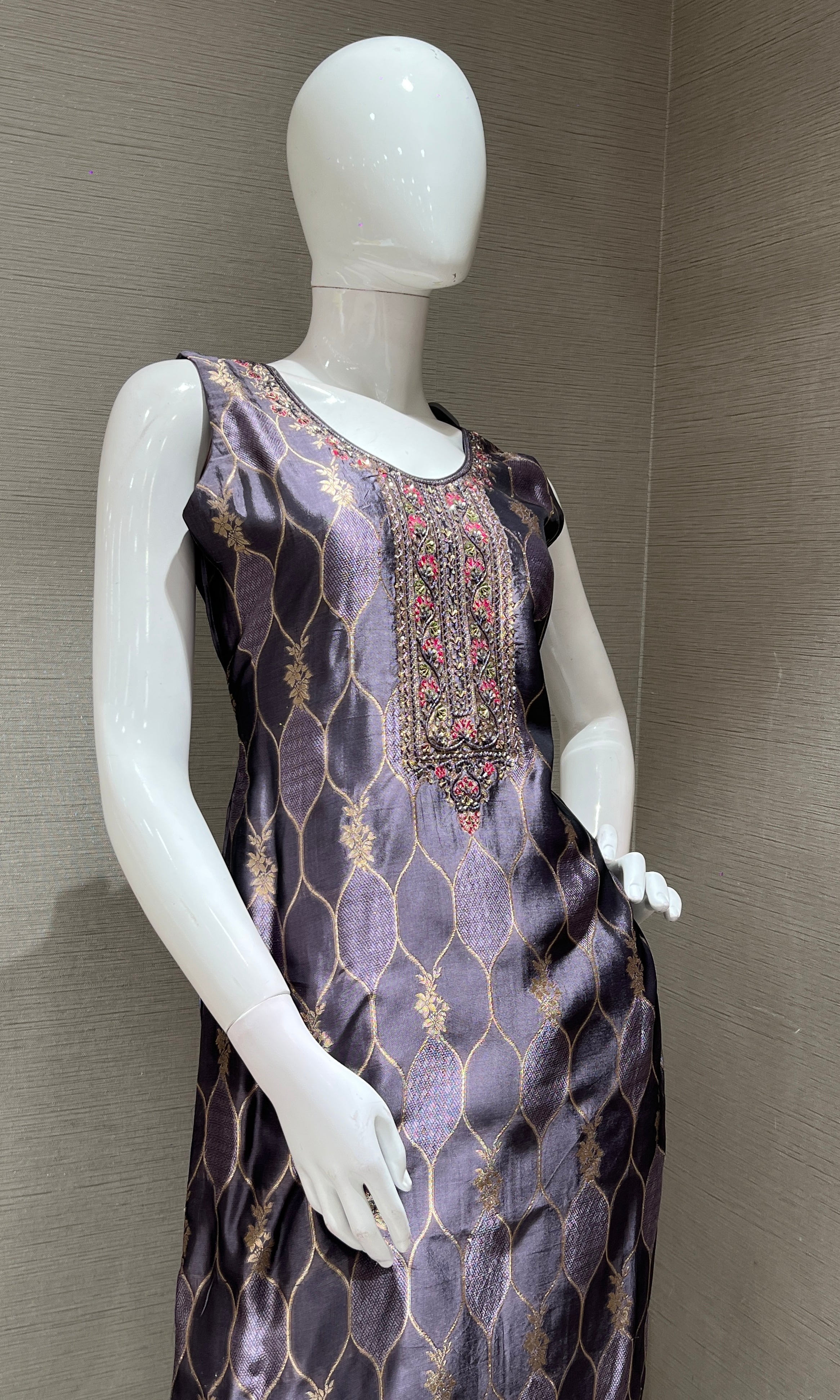 Lilac ethnic print kurta set
