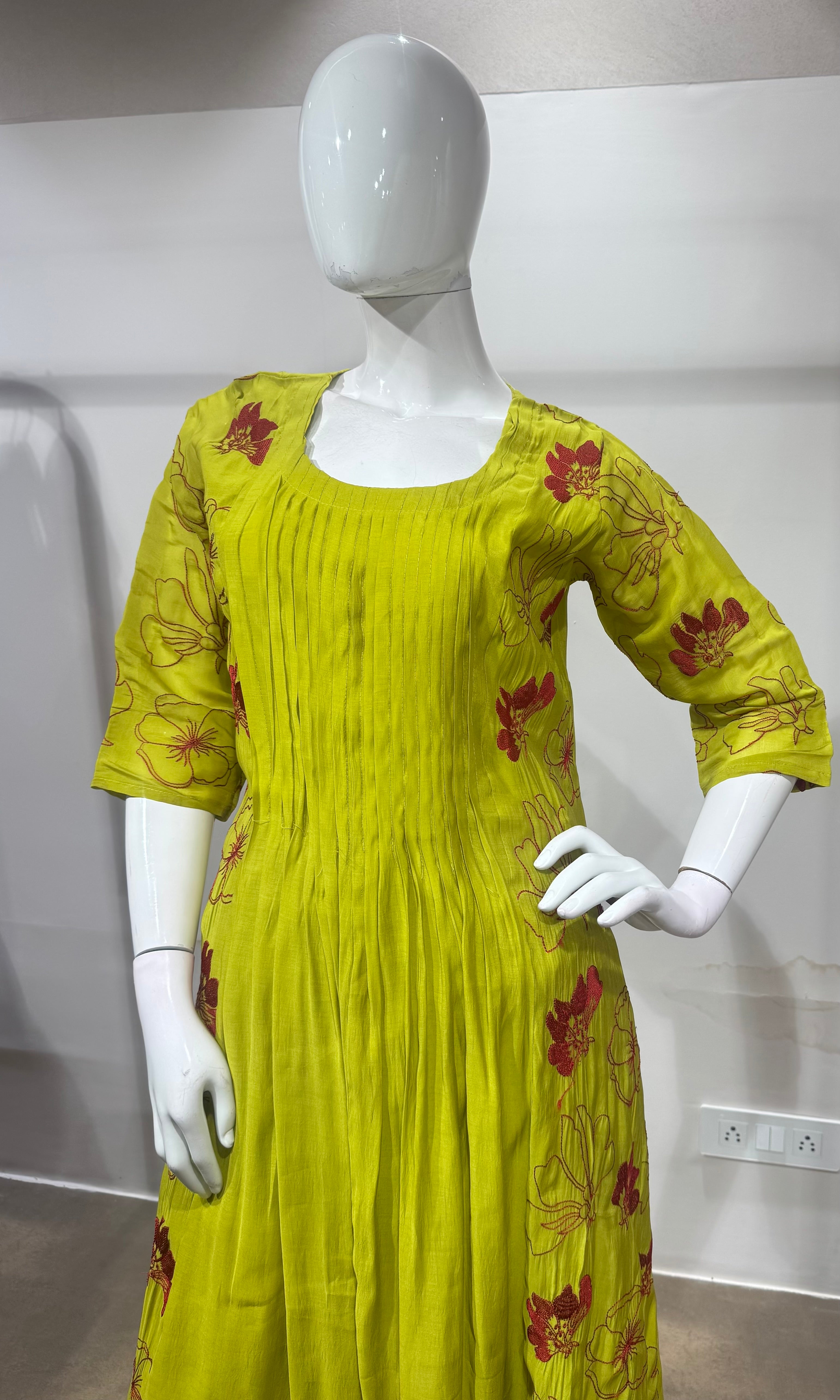 Lime Green Embroidered Kurta Suit Set