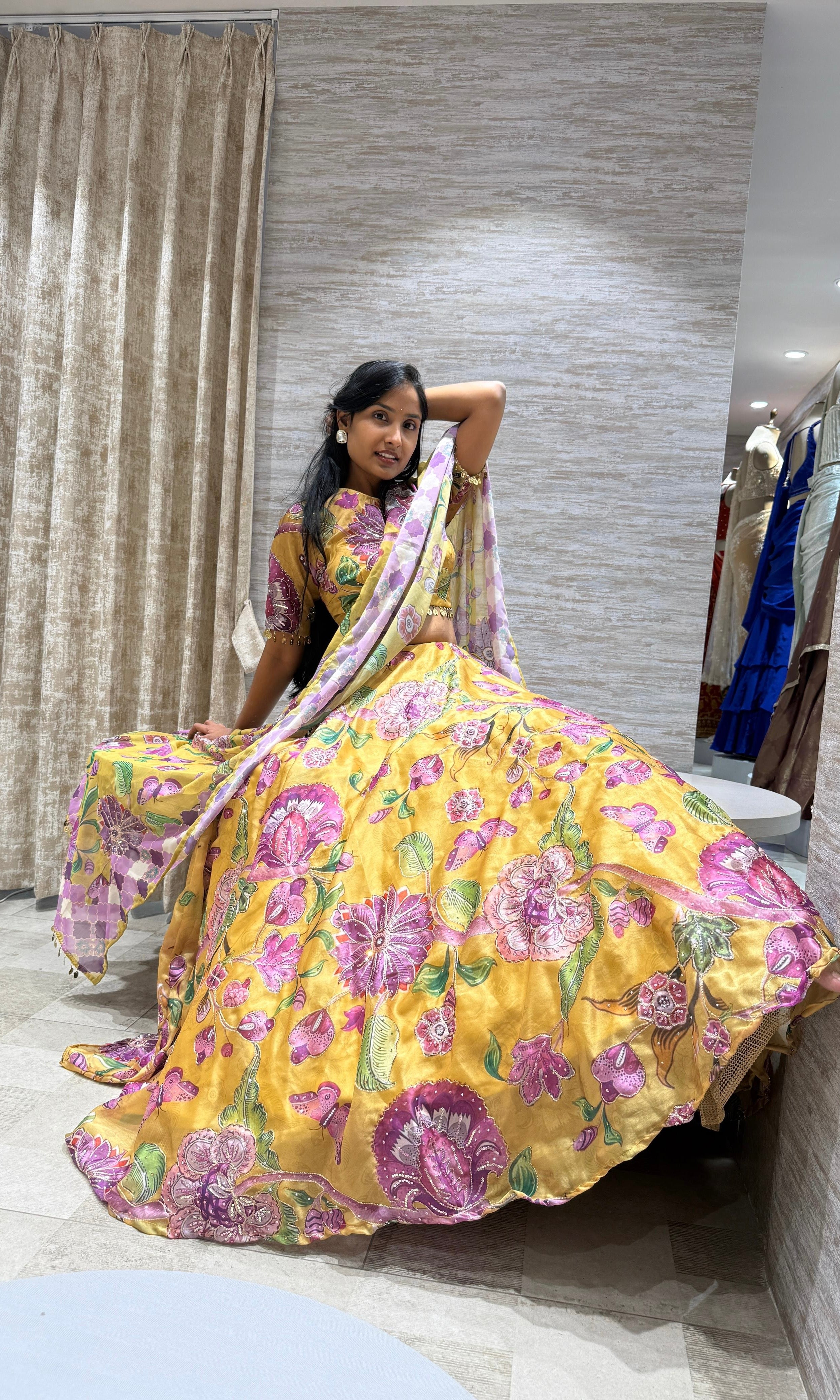 LIGHT Yellow Floral Lehenga Set