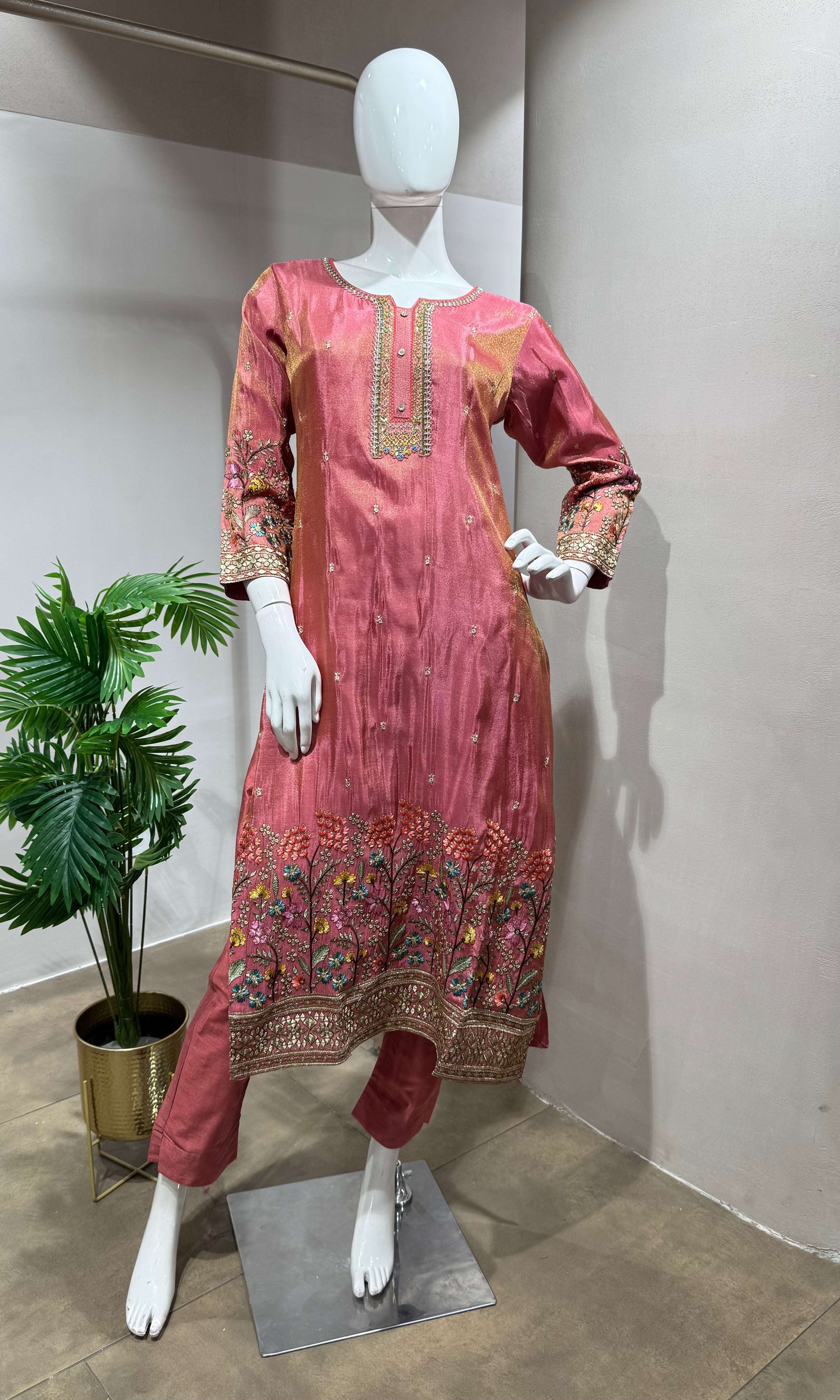 LIGHT Pink EMBROIDERED Printed Kurta Set