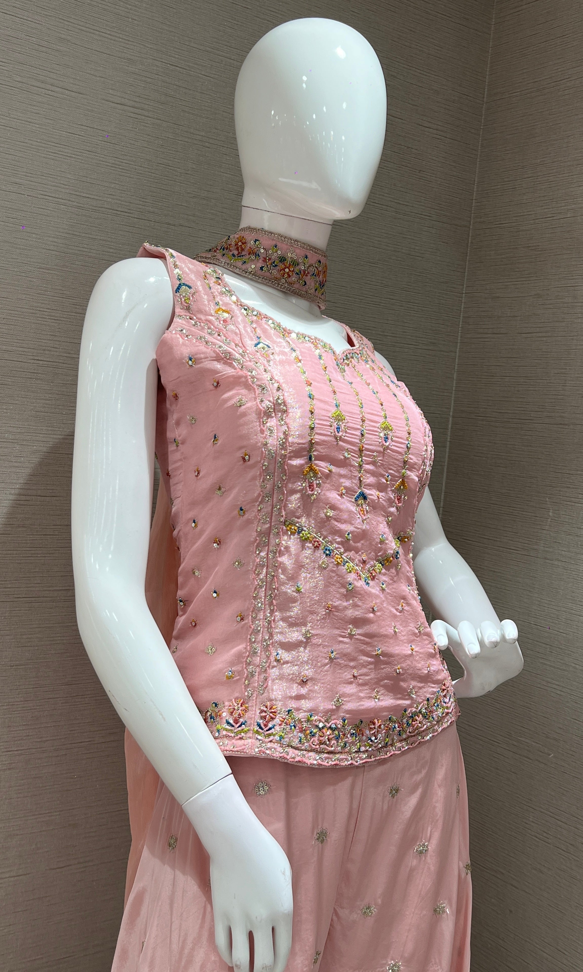 Pink EMBROIDERED SHARARA SET