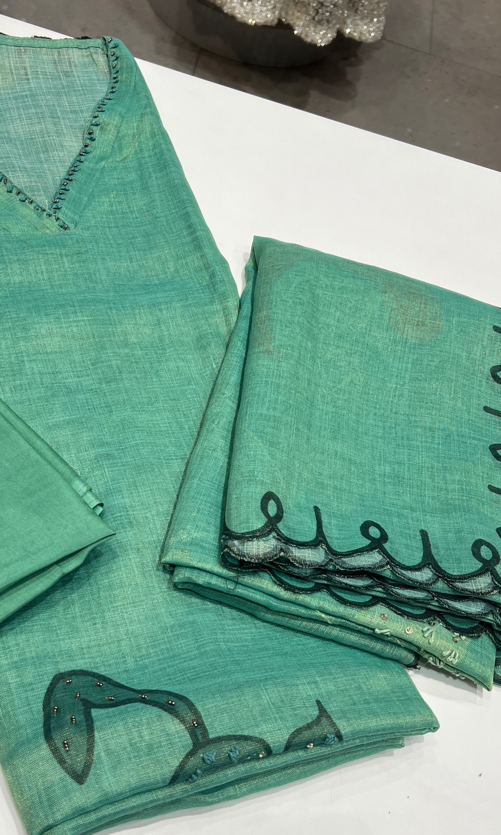 Green dress material