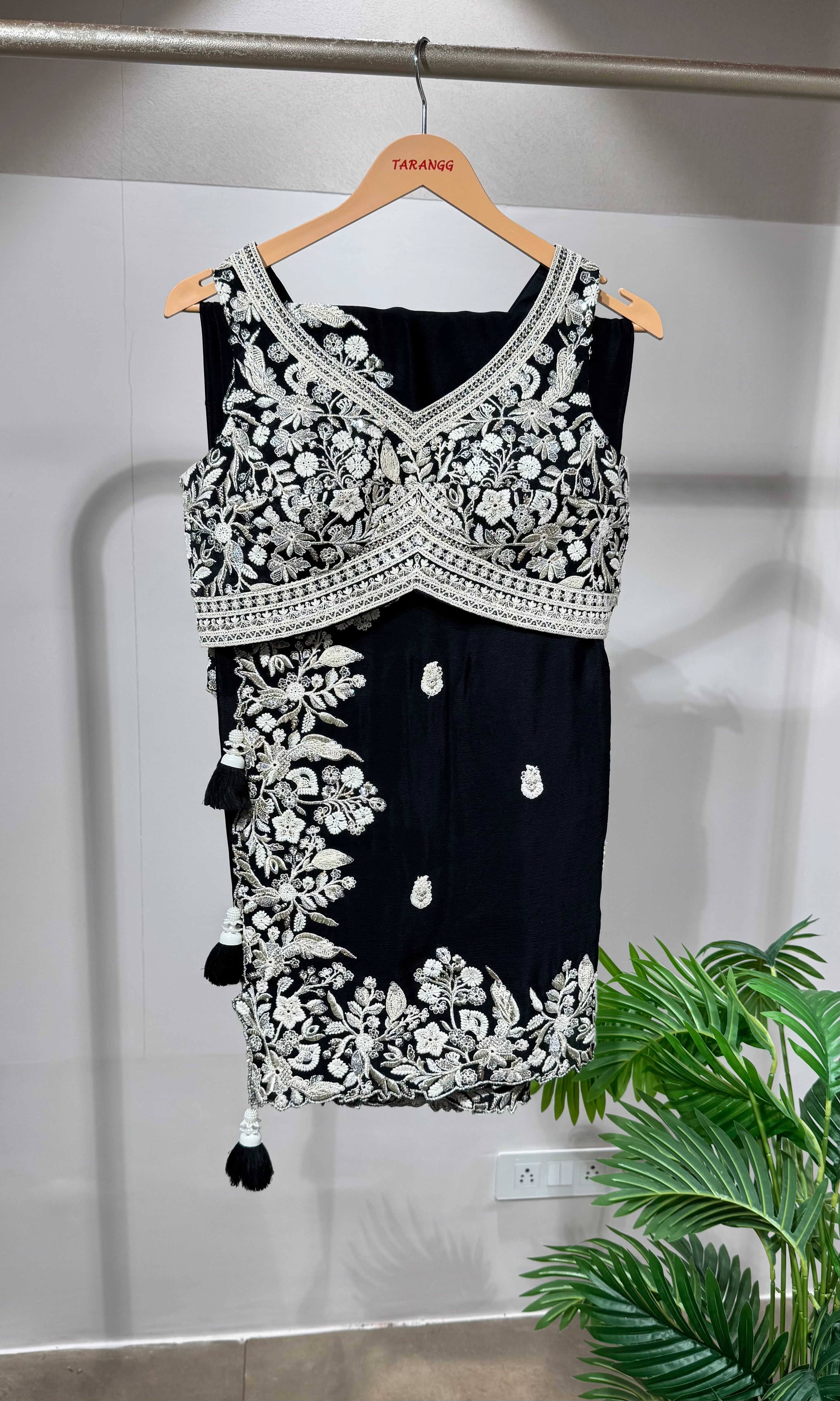 Black saree with EMBROIDERED blouse