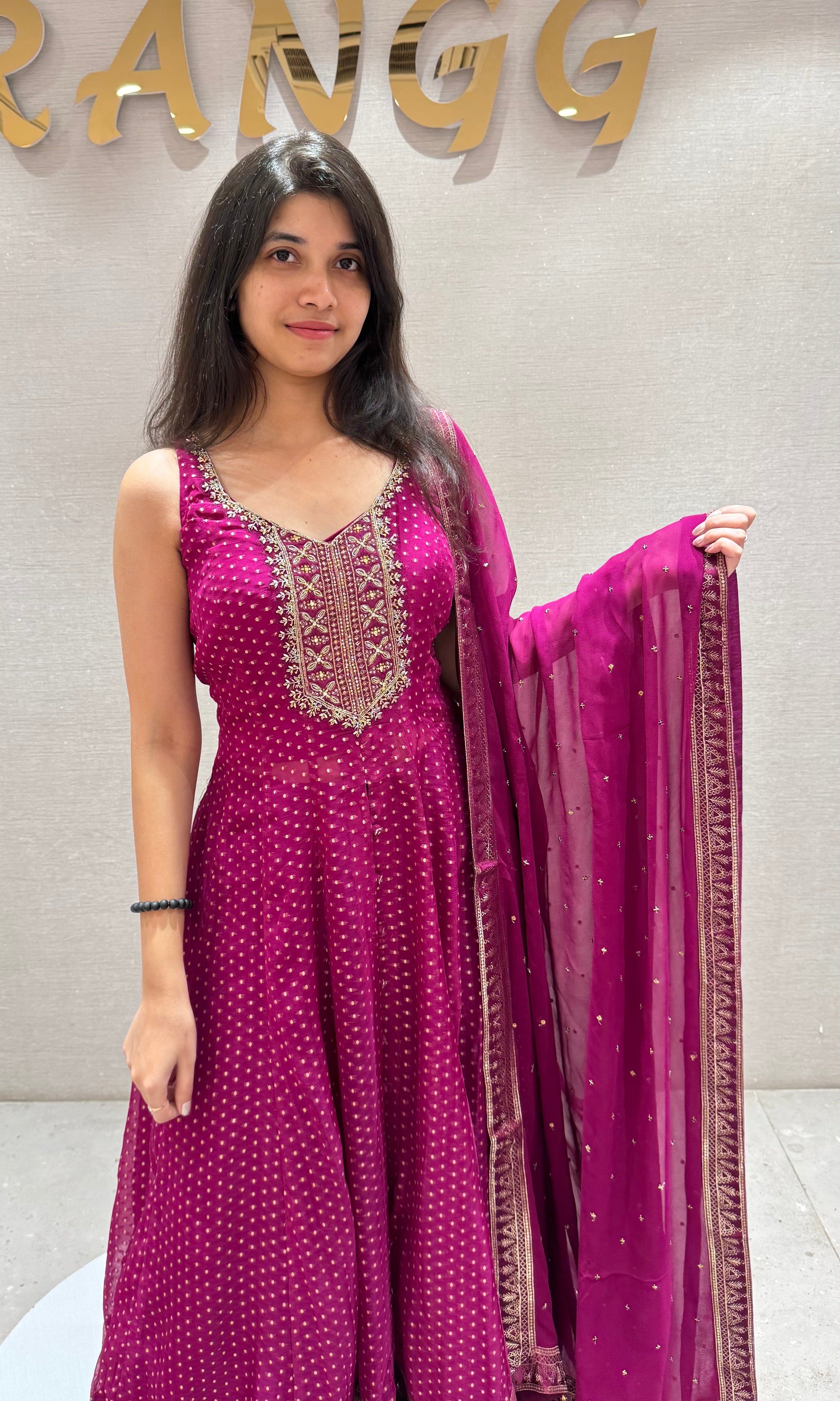 violet GOLDEN ENBROIDERED Anarkali