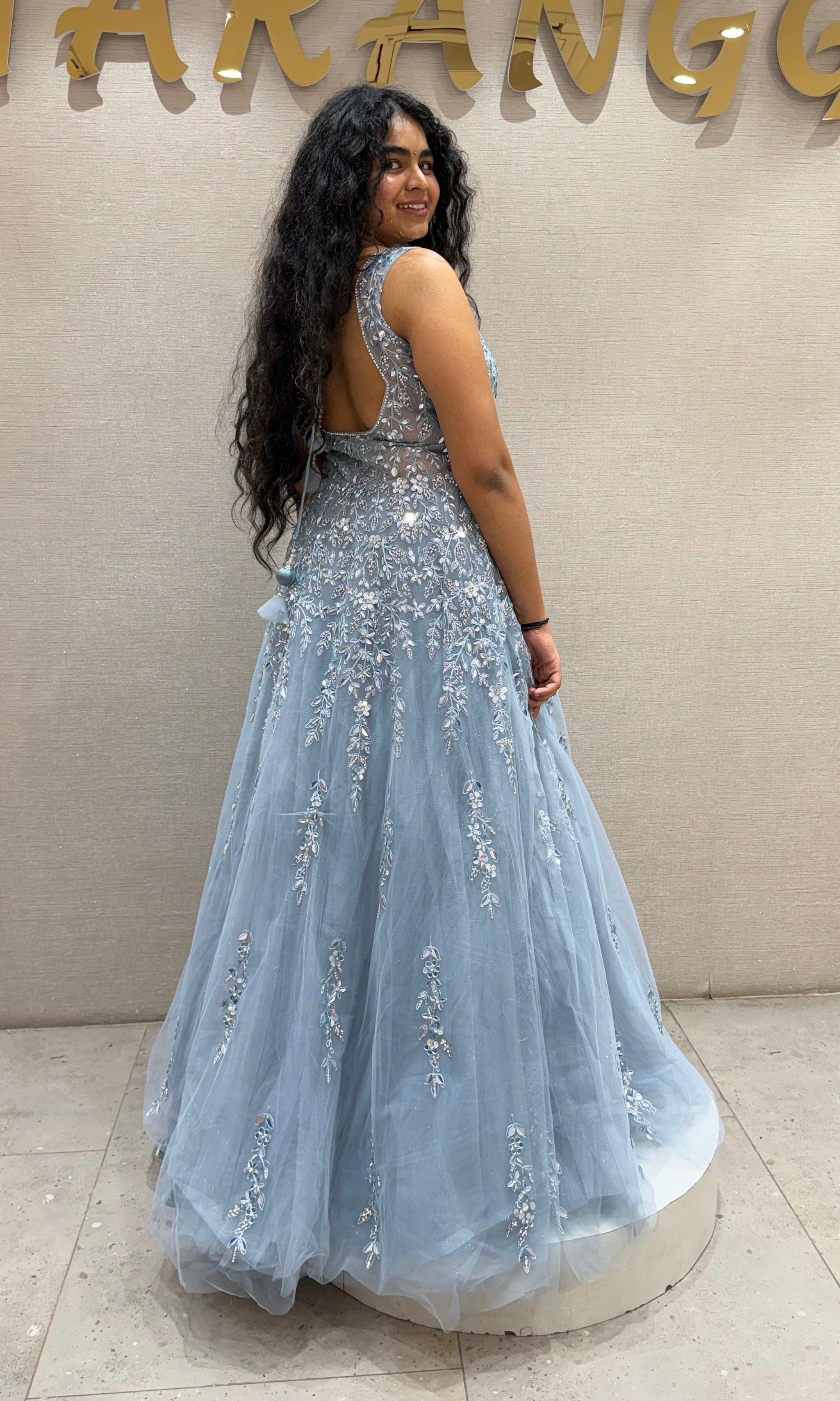 Sky Blue Stonework Gown