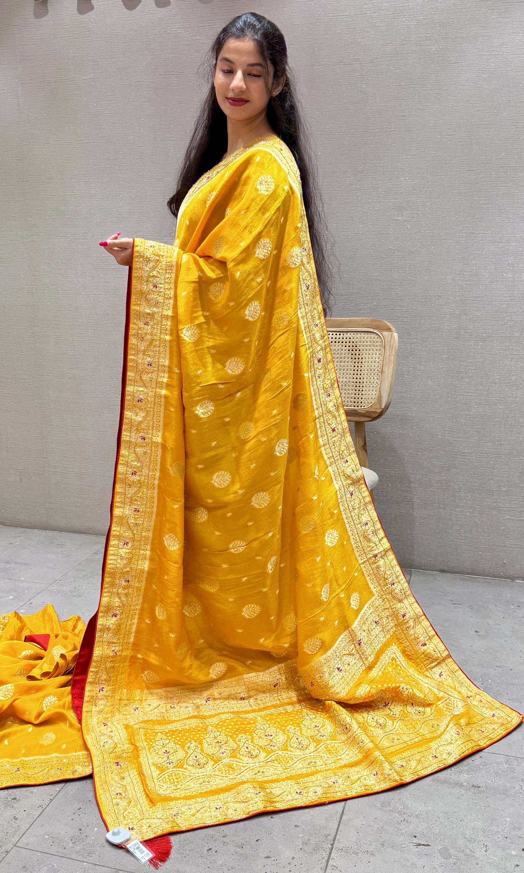 Yellow Banarasi saree