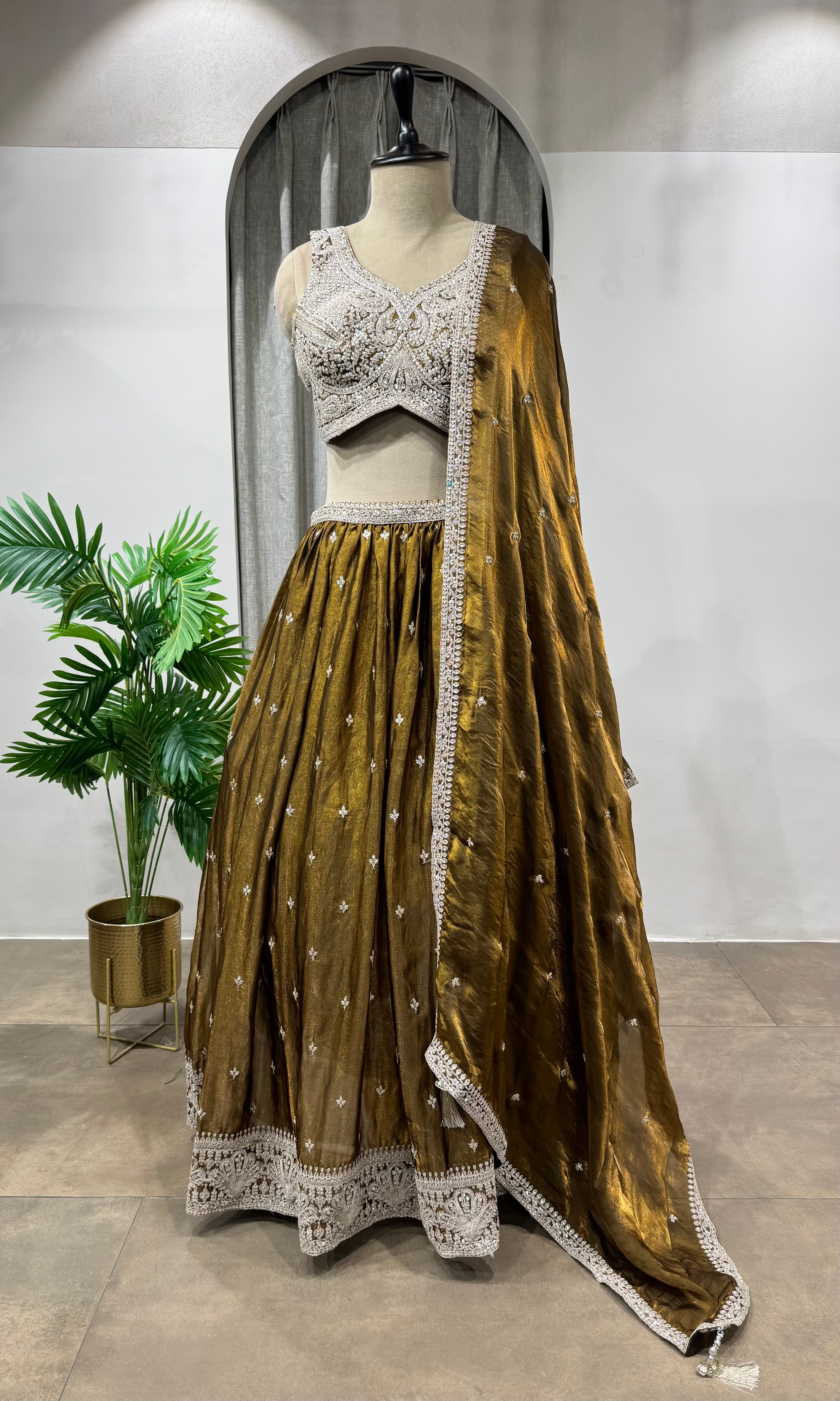 Honey Cosmo Cutdana Embroidered Lehenga Set
