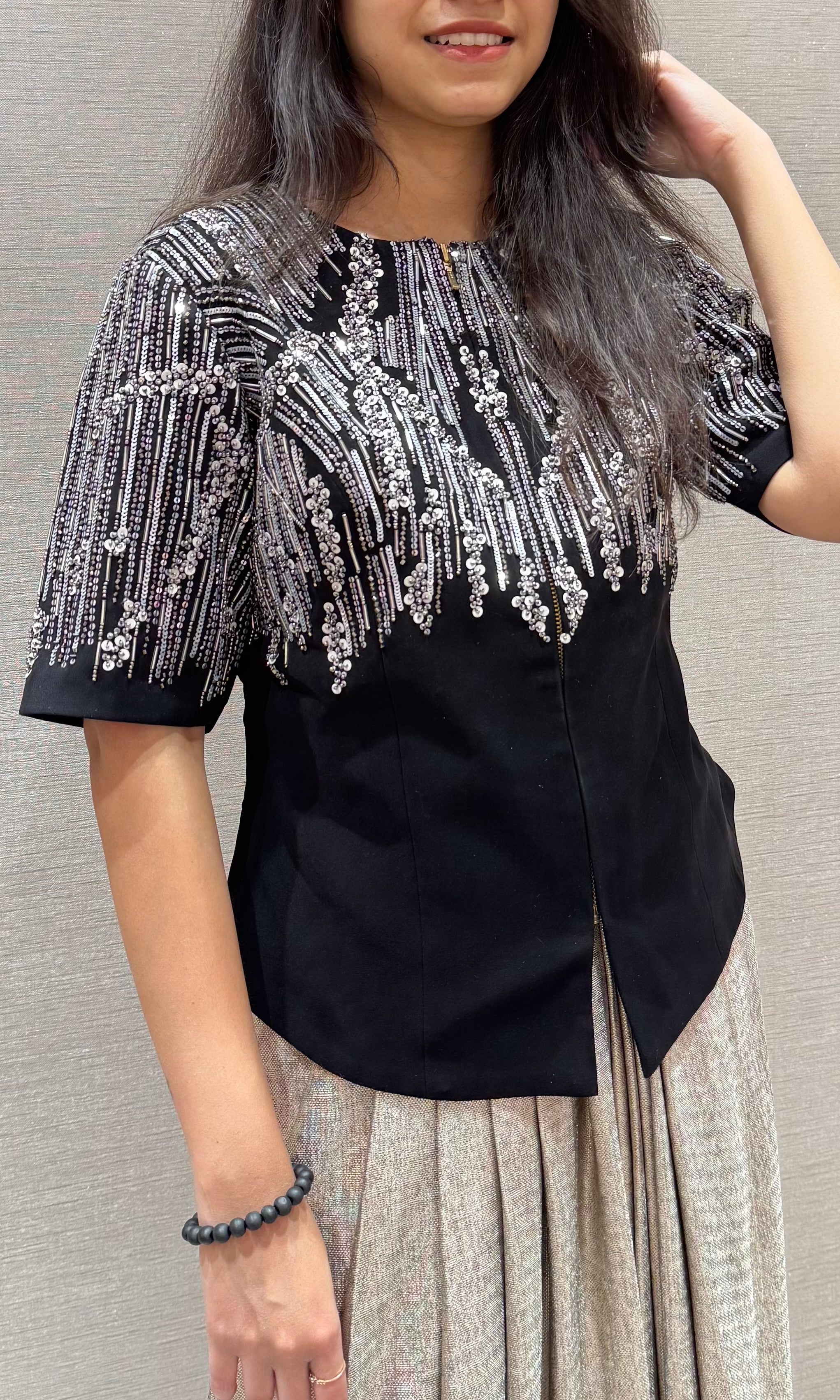 Black 3 PIECE INDO WESTERN DRESS
