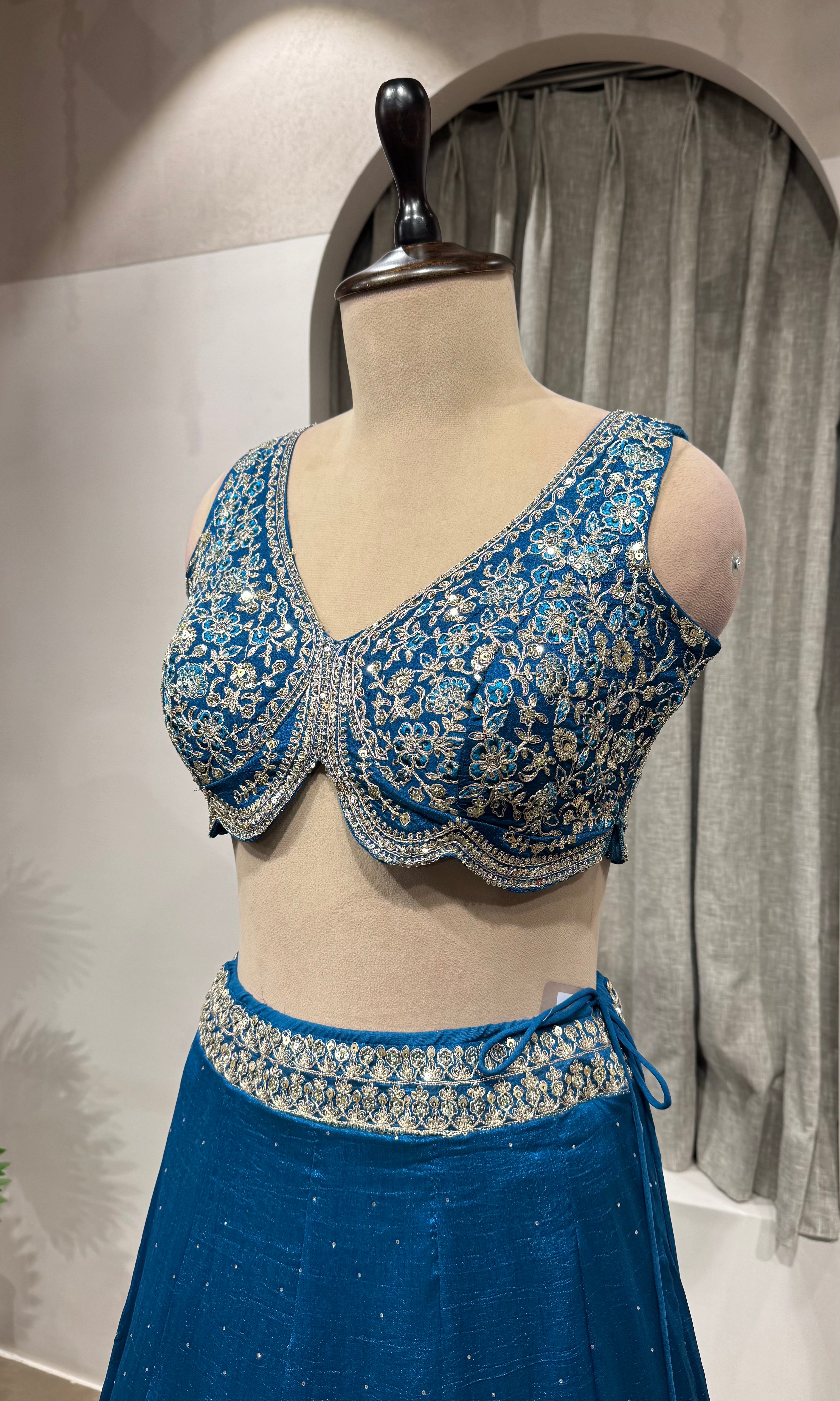 Teal Blue Georgette Lehenga Choli
