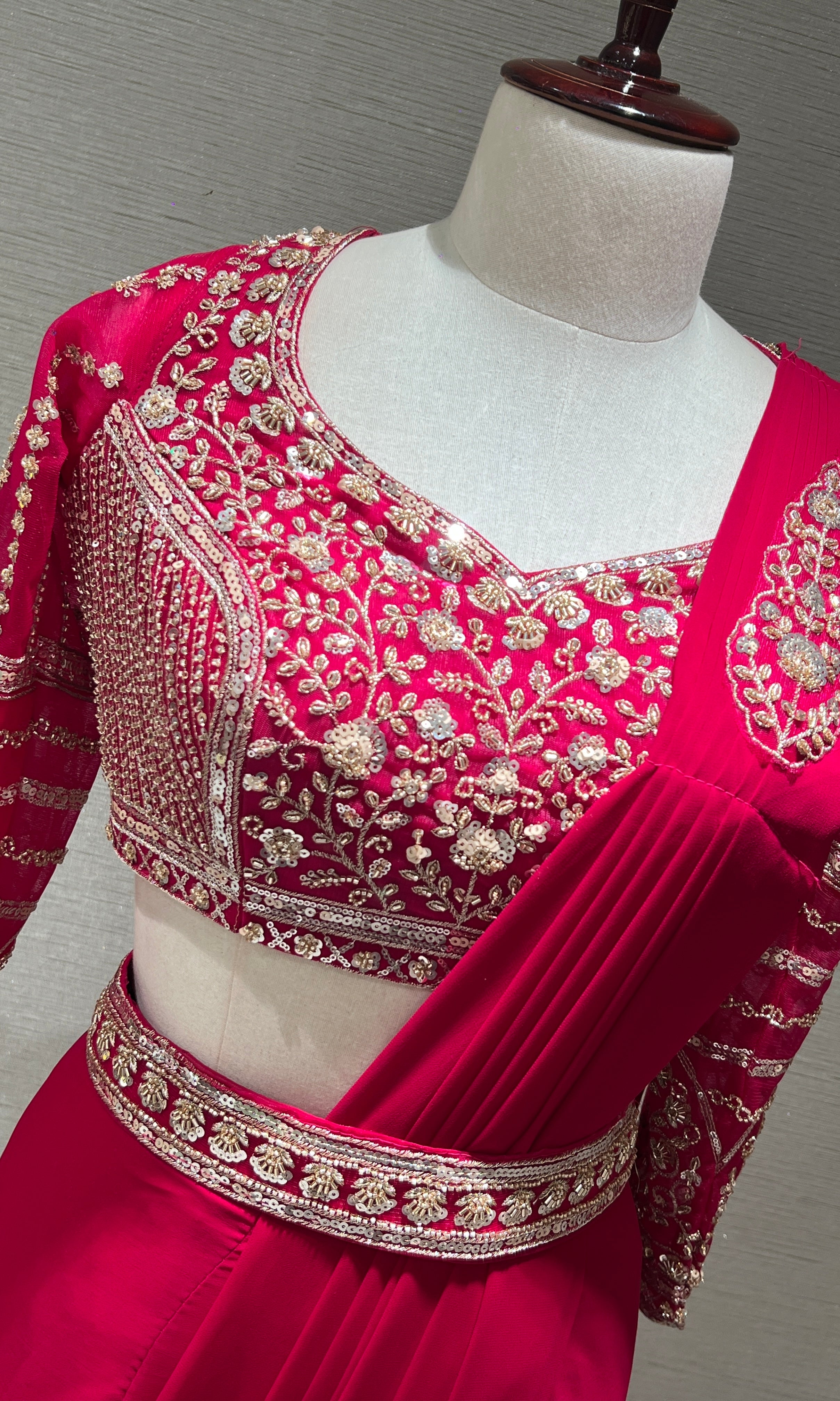 PINK drape saree with embellished blouse