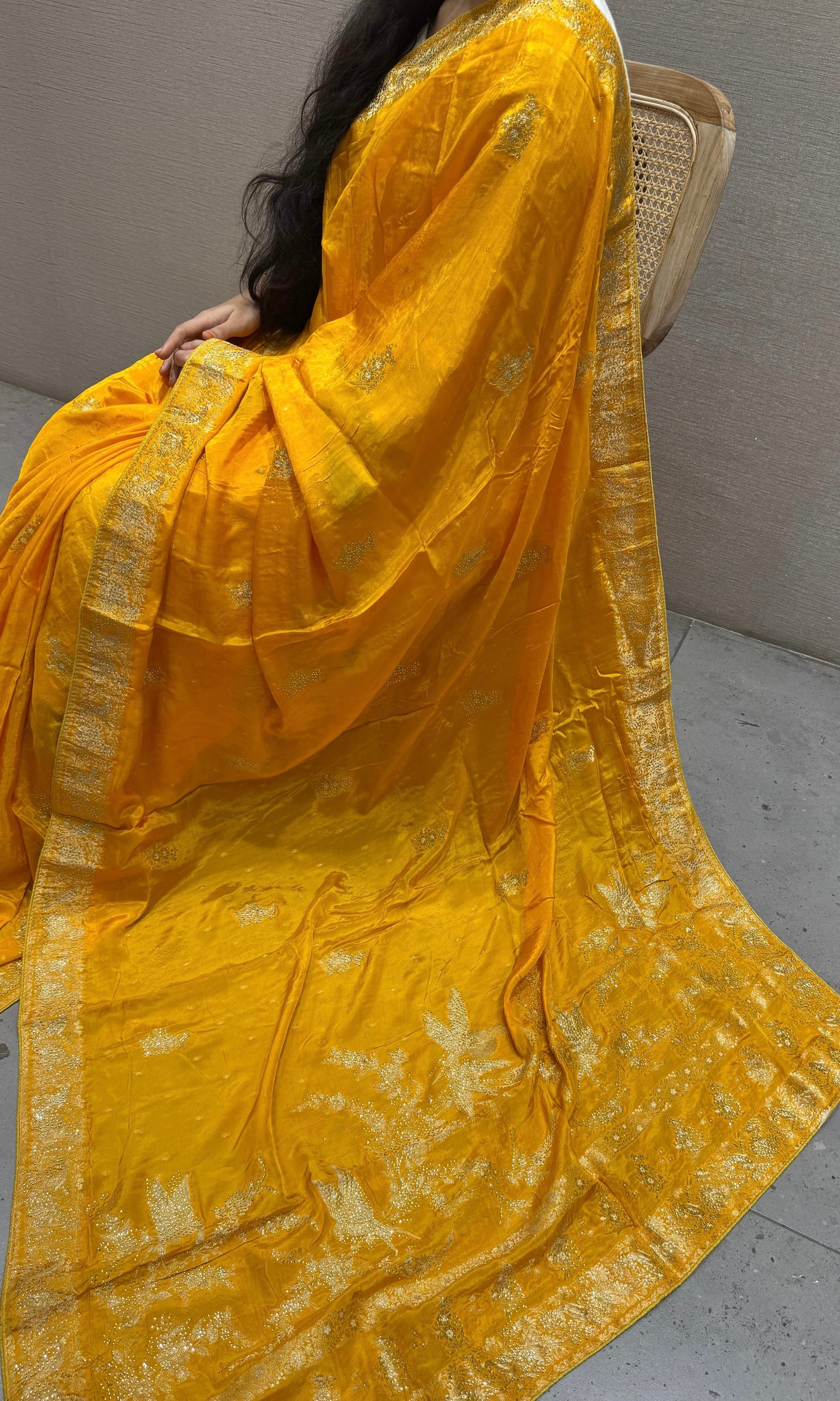 Gold Yellow Banarasi saree