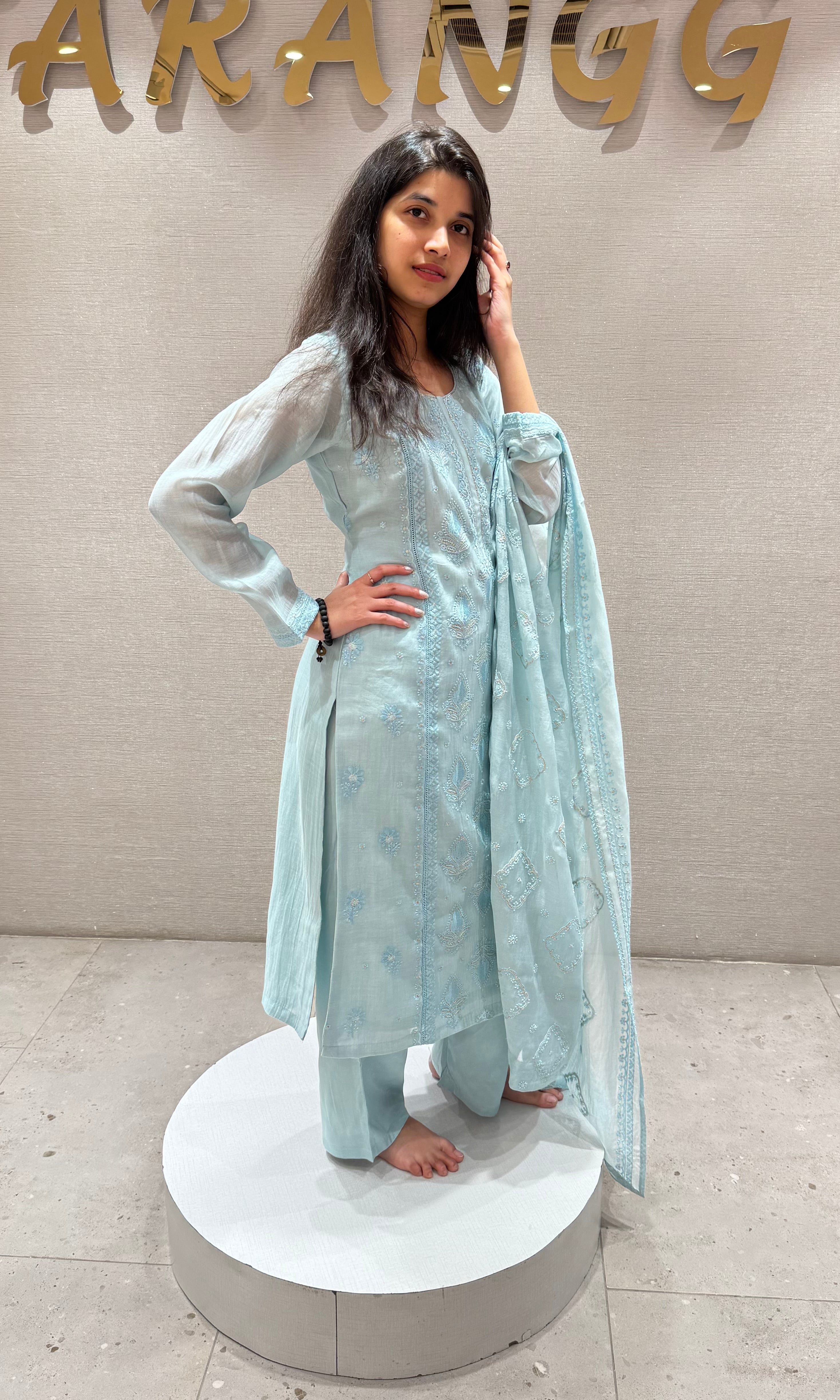 AQUA BLUE KURTA SET