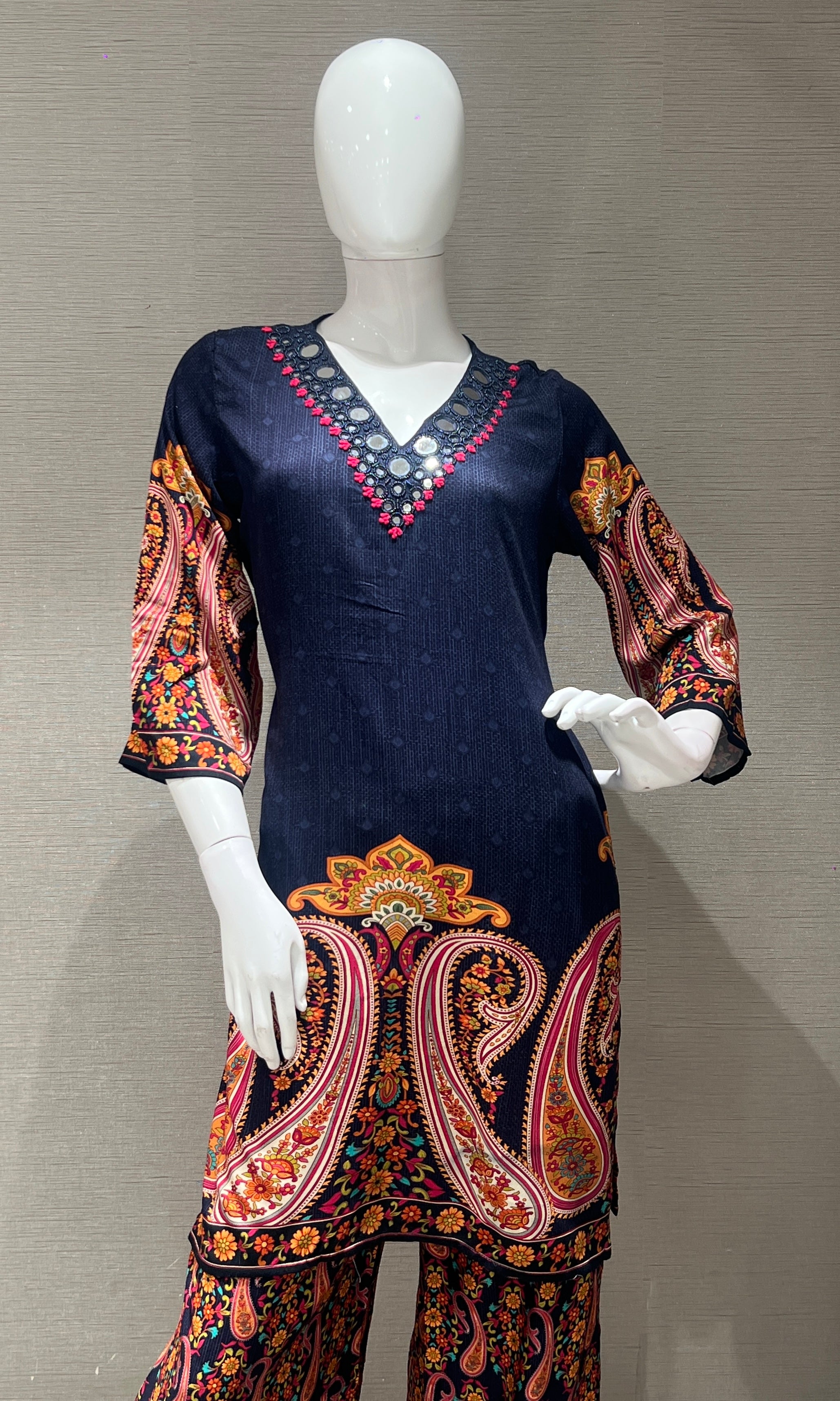 Navy blue Printed Cord Set