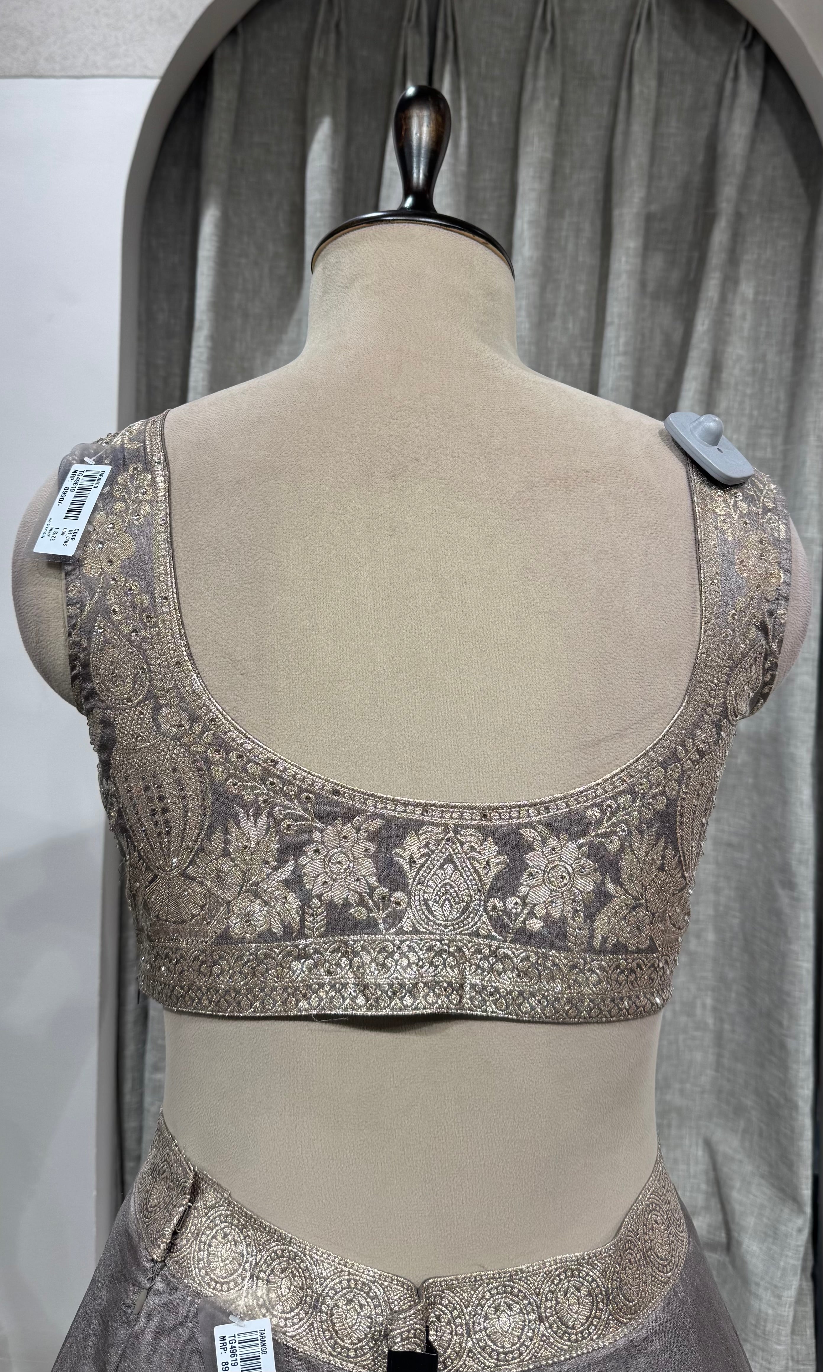 grey with gold embroidered lehenga choli
