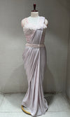 BABY PINK EMBELLISHED DRAPE SAREE WITH BELT