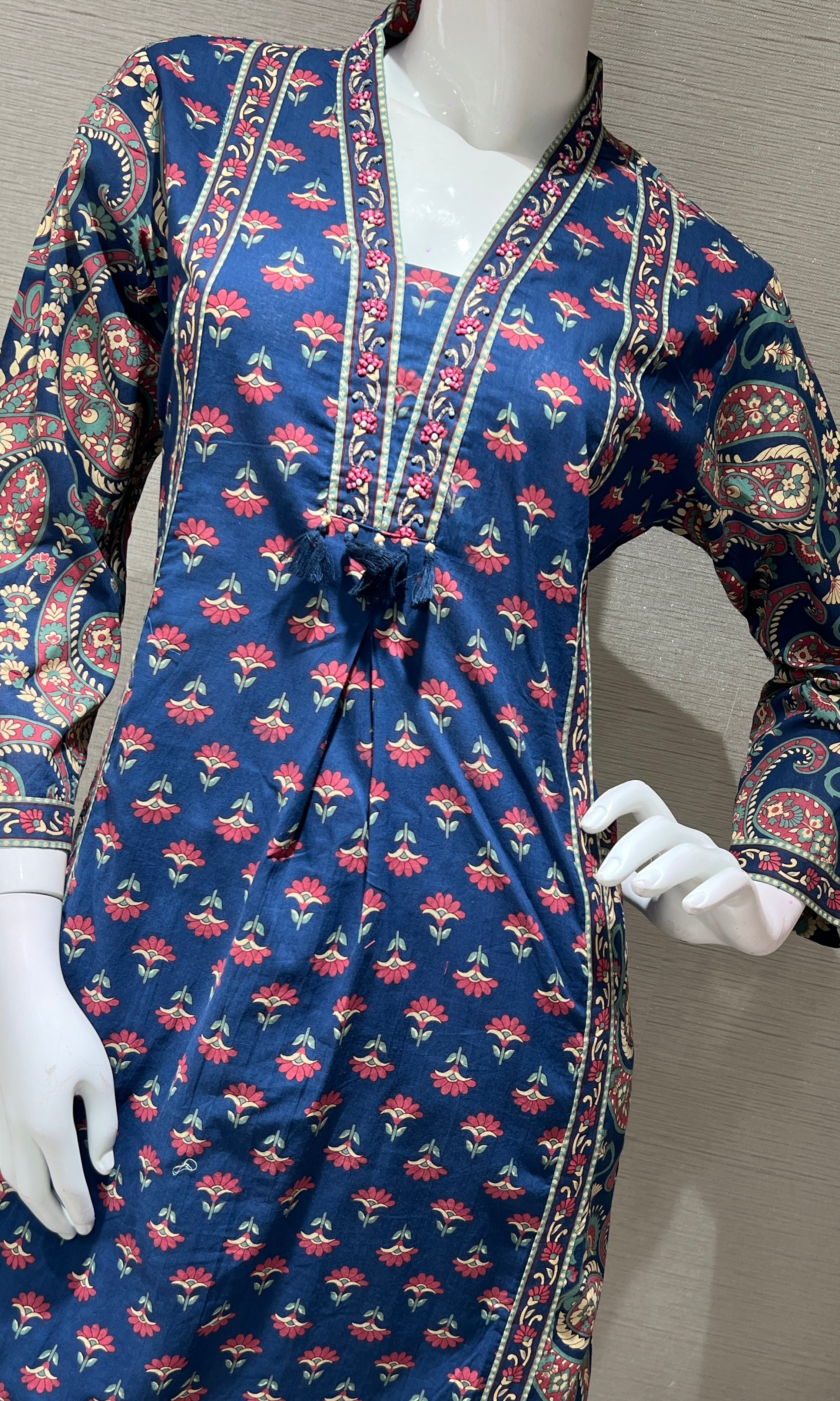 Blue Ethnic Motif Printed Kurta Set