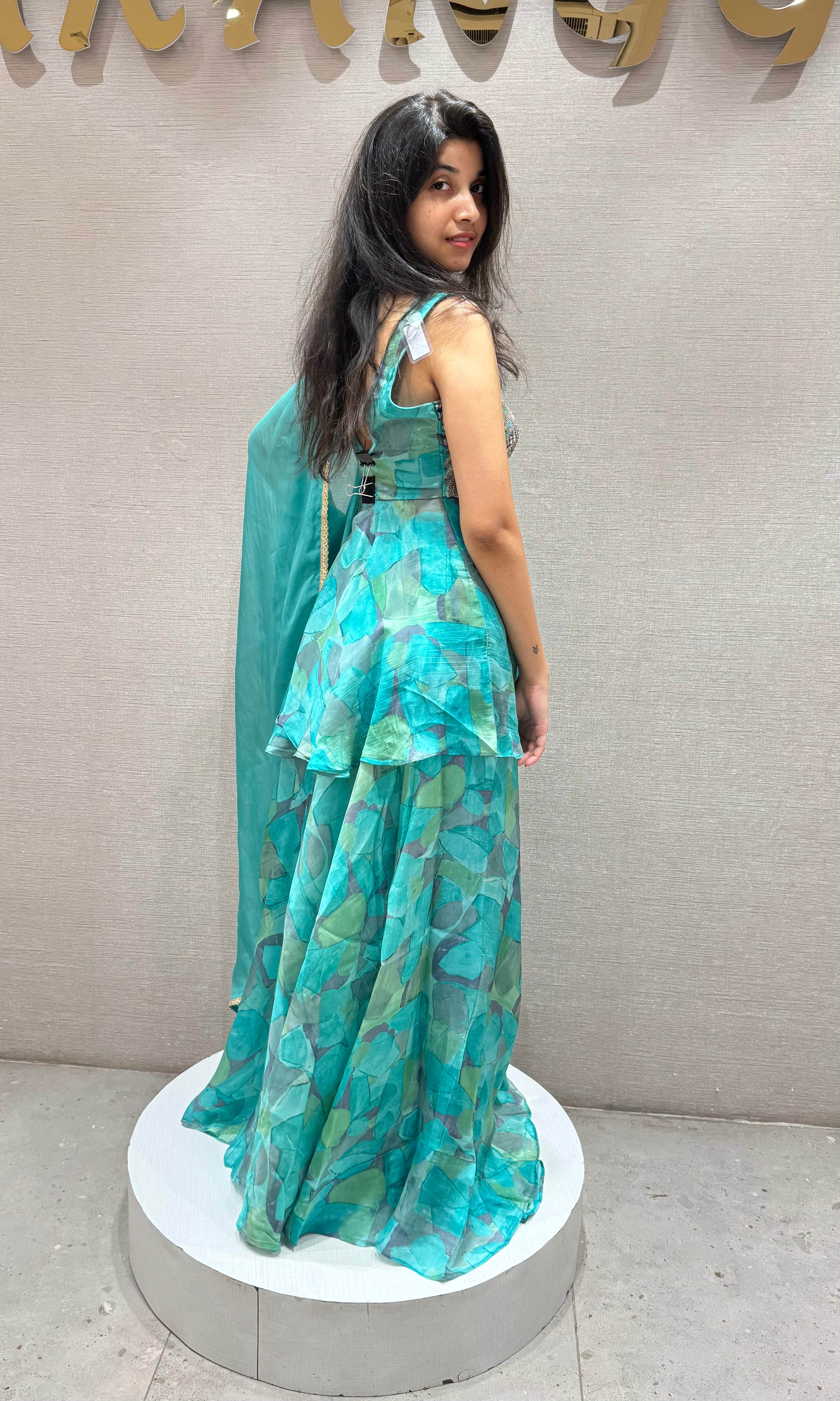 Rama FLORAL PEPLUM PALAZZO SET