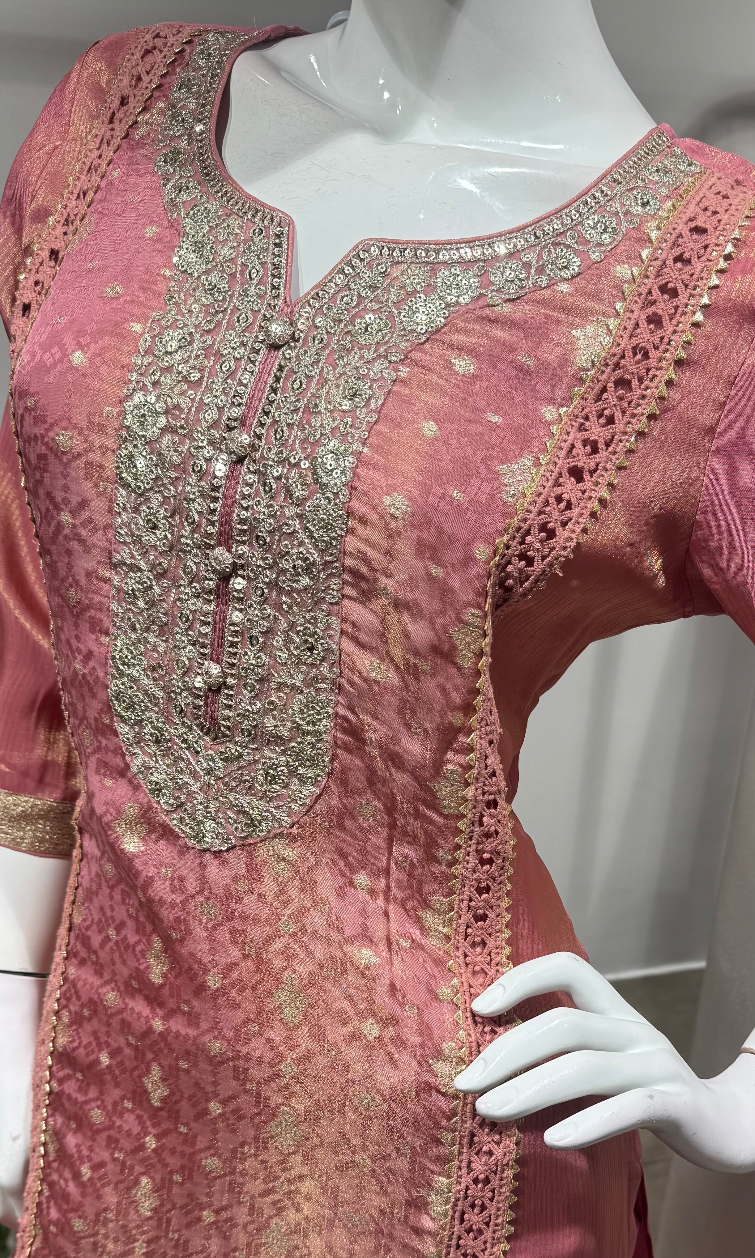 onion Pink Embroidered kurta set