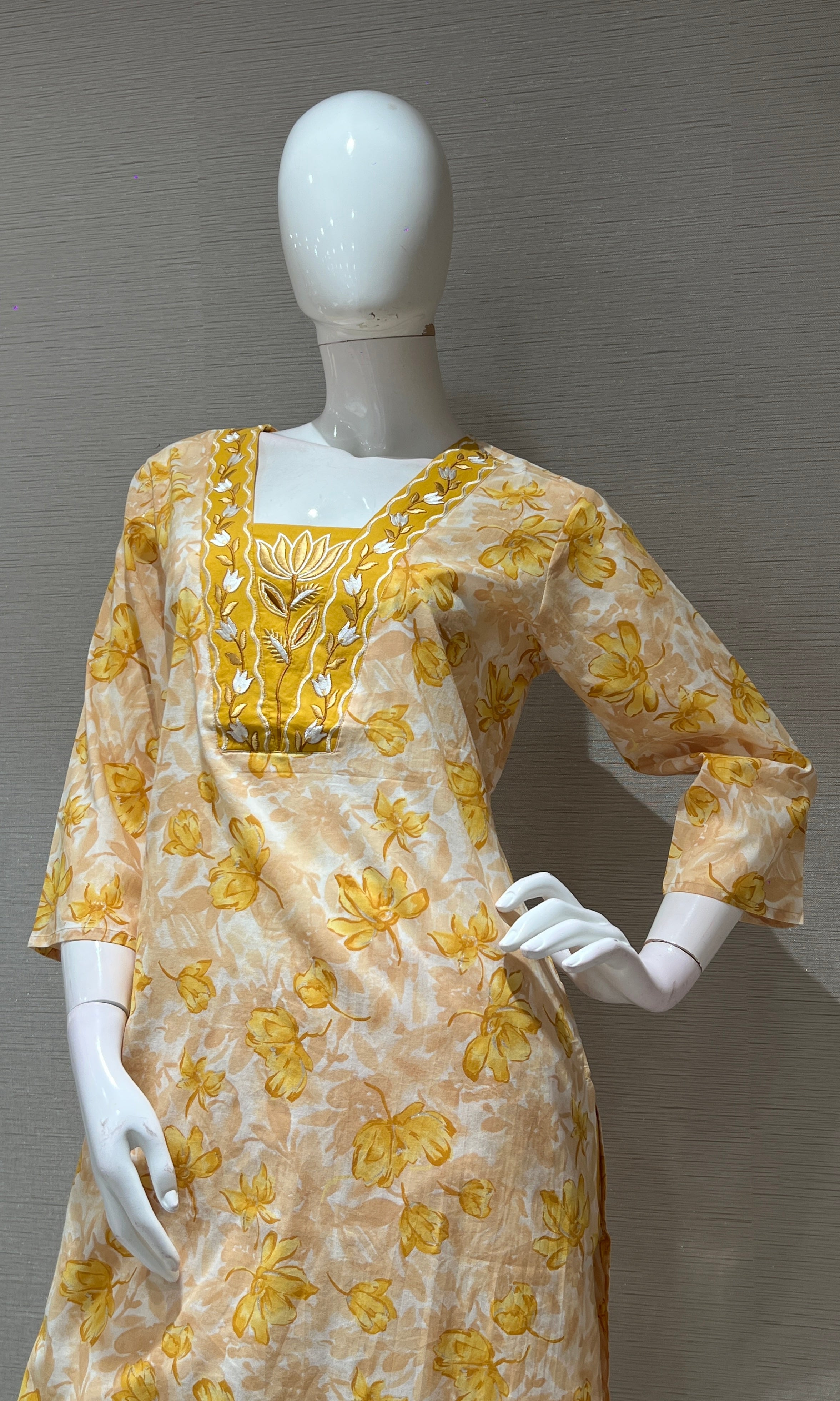 Yellow FLORAL PRINT kurta set