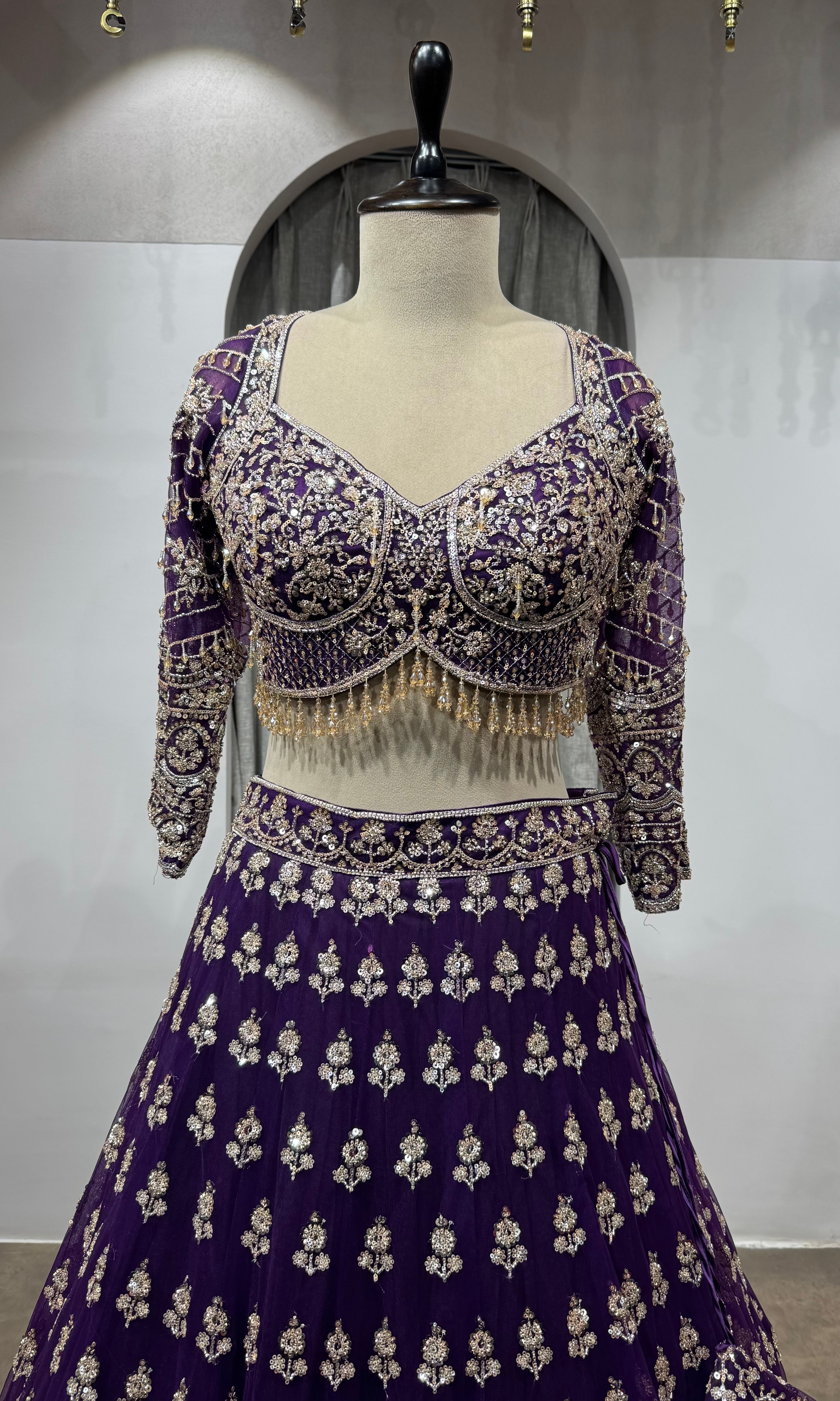 PURPLE intricate embroidered Lehenga set