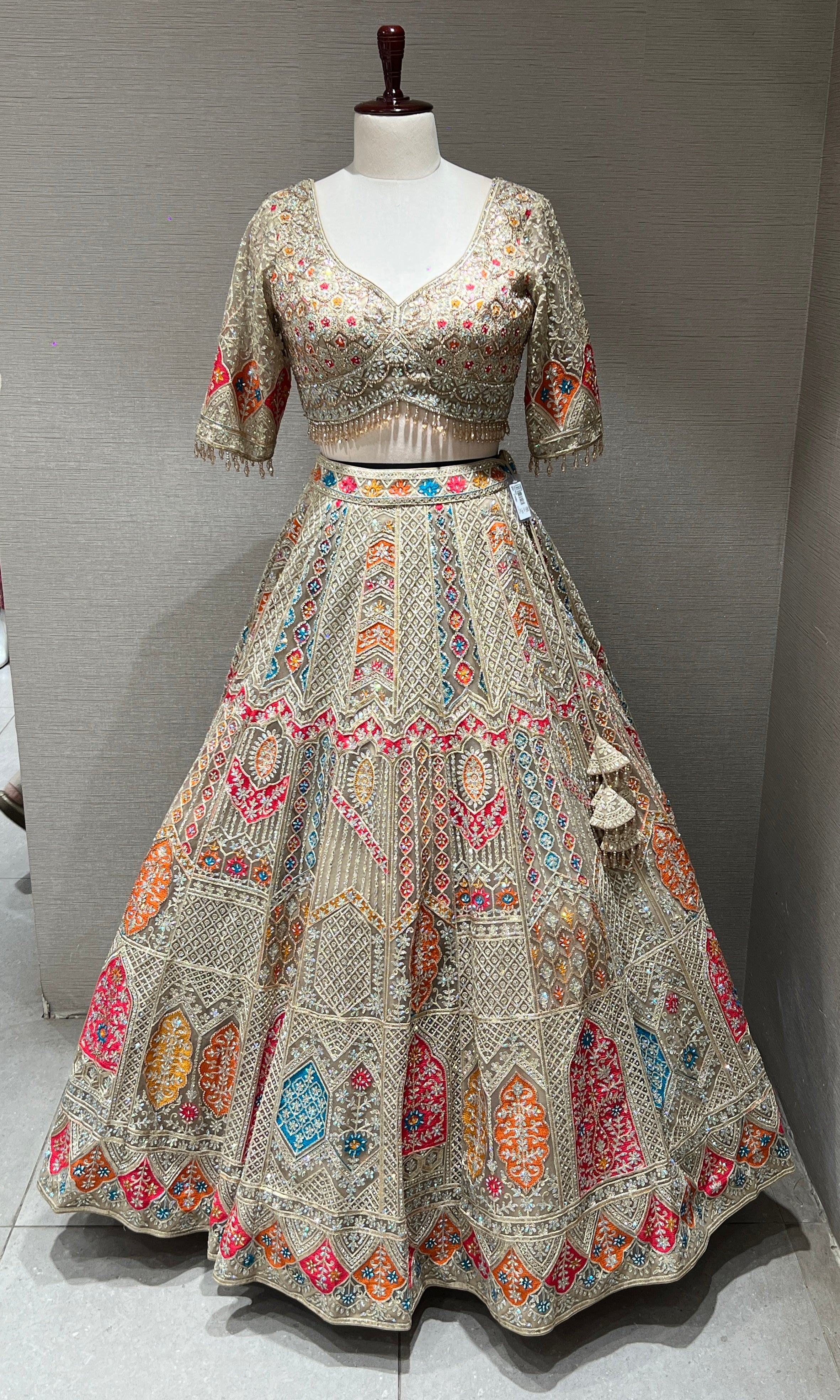 Chikoo Lehenga with Multi Color intricate embroidery