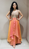 Rust Shimmer Tissue Anarkali & Palazzo set