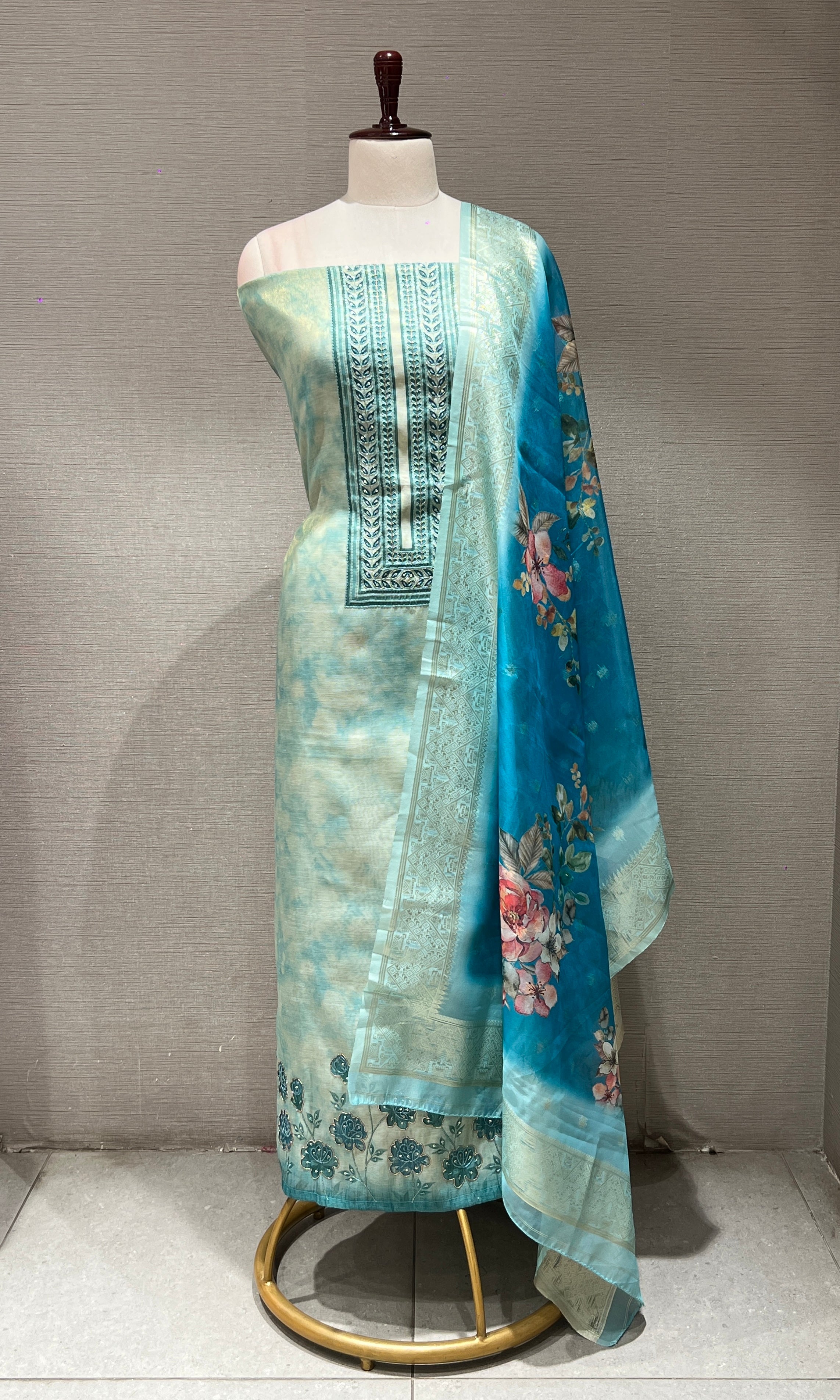 Light blue dress material