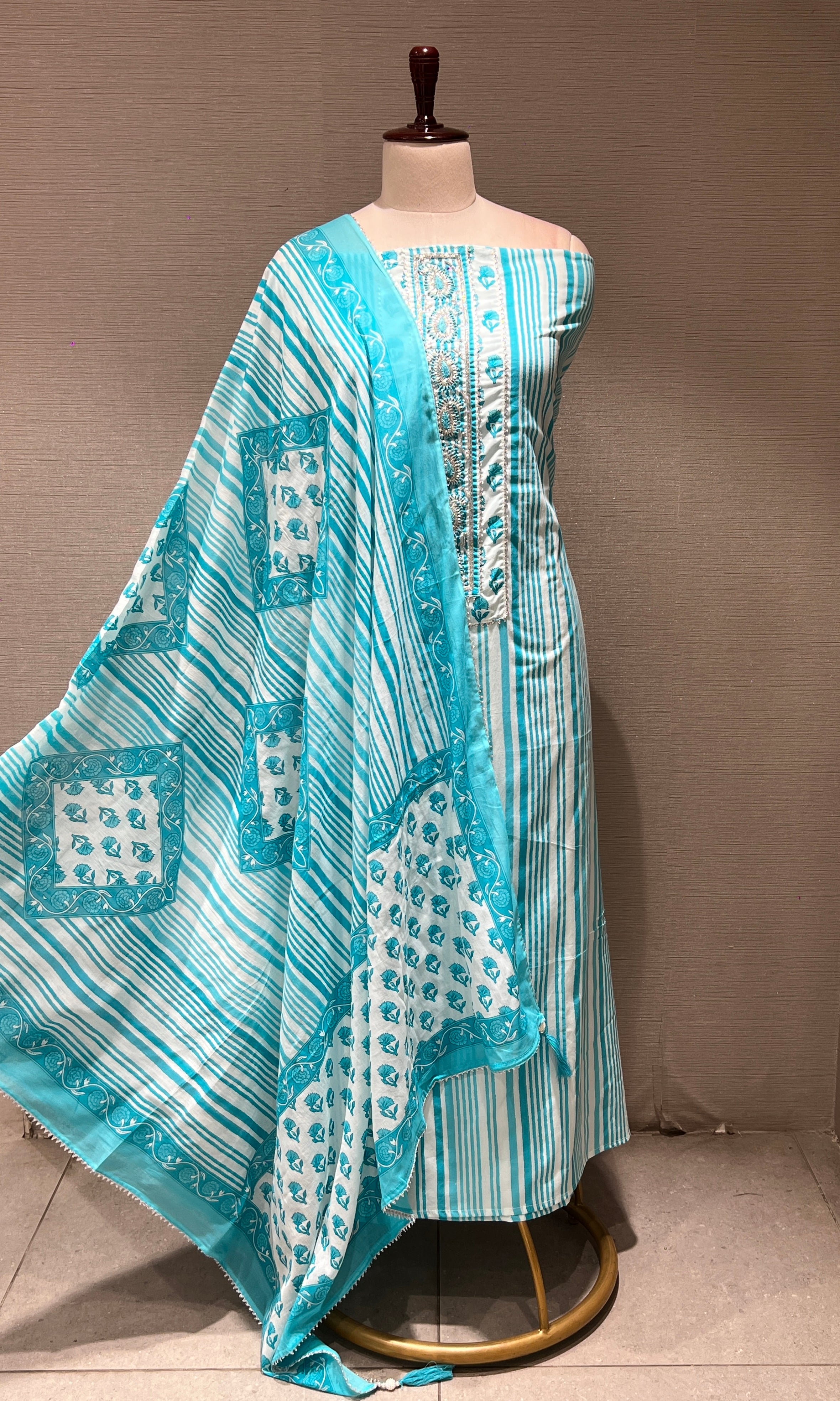 Sea blue dress material