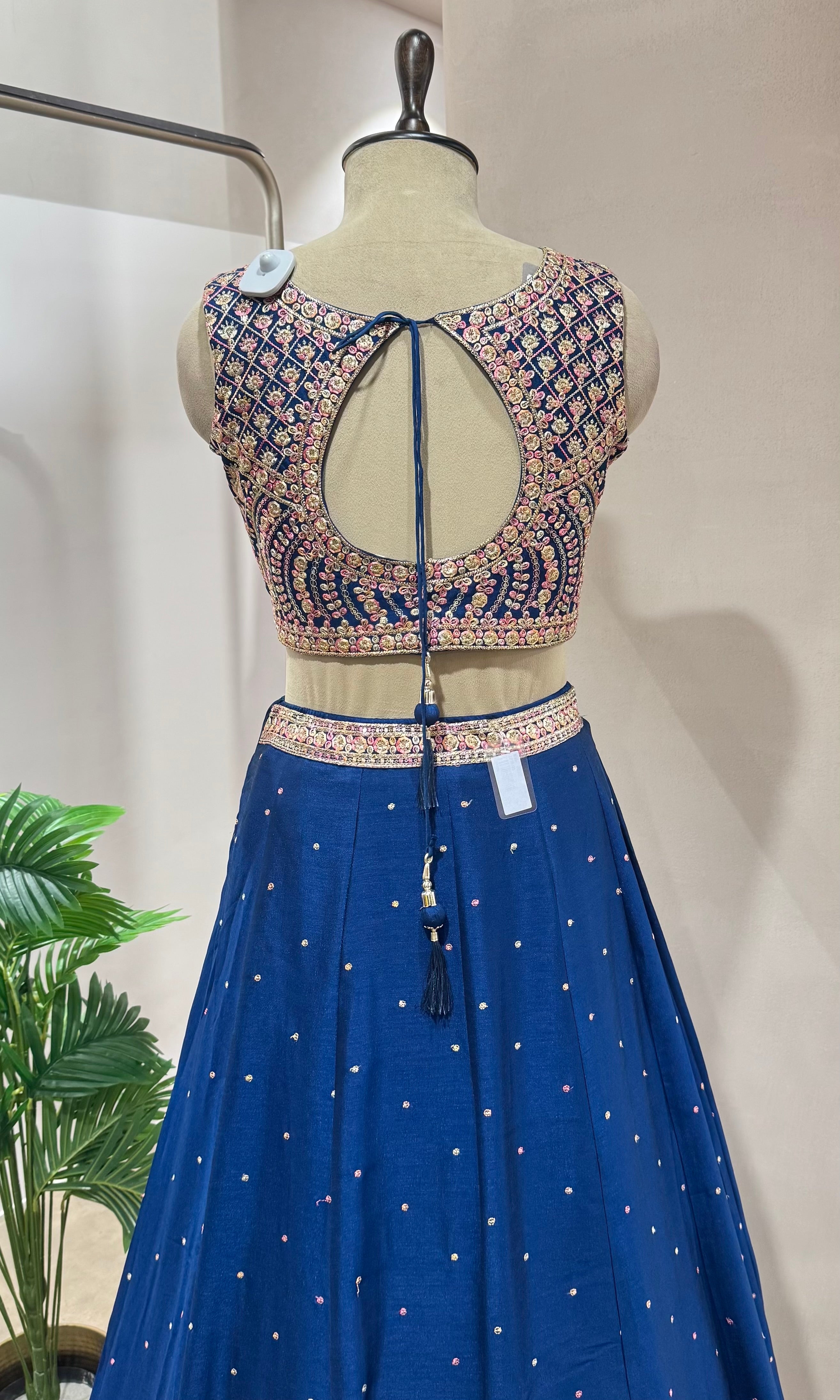 Blue ETHNIC GOLDEN EMBROIDERED LEHENGA