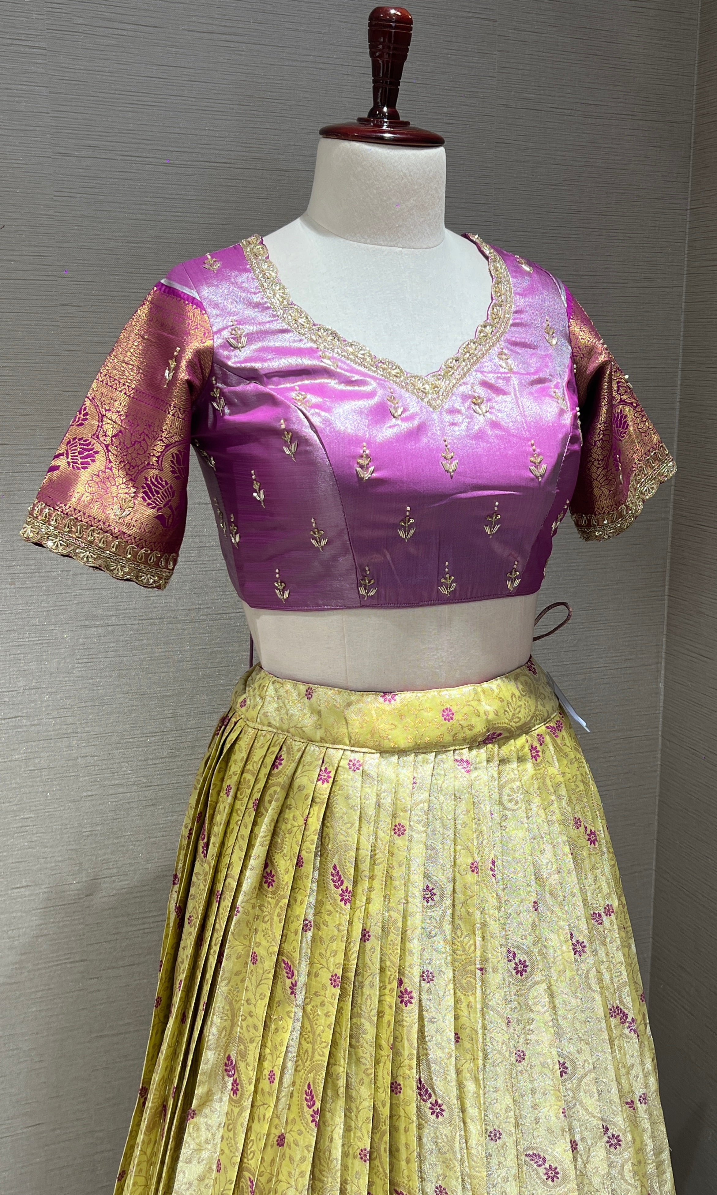 Lavender and Parrot Green Lehenga
