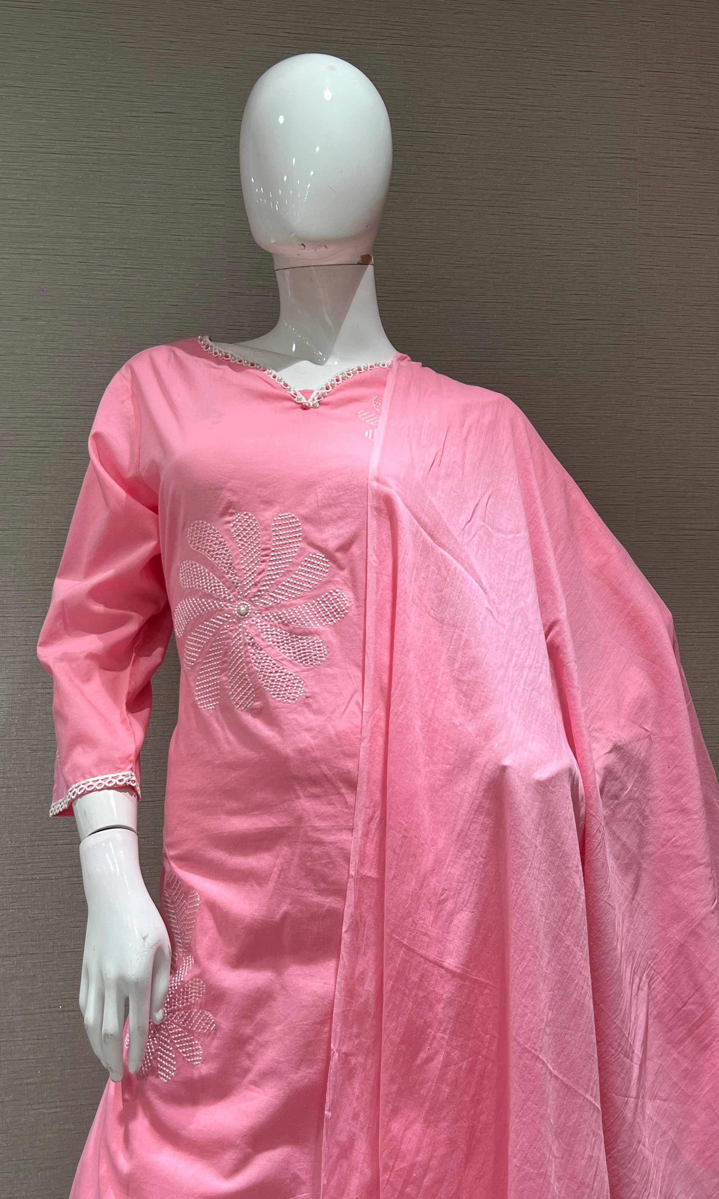 BABY pink FLORAL KURTA SET