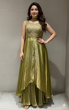 Green EMBROIDERED ANARKALI WITH PALAZZO PANTS