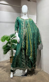 Green Gold Embroidery Front-Slit Anarkali Set