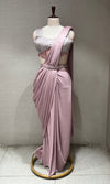 Onion pink drape saree WITH BLOUSE & BELT
