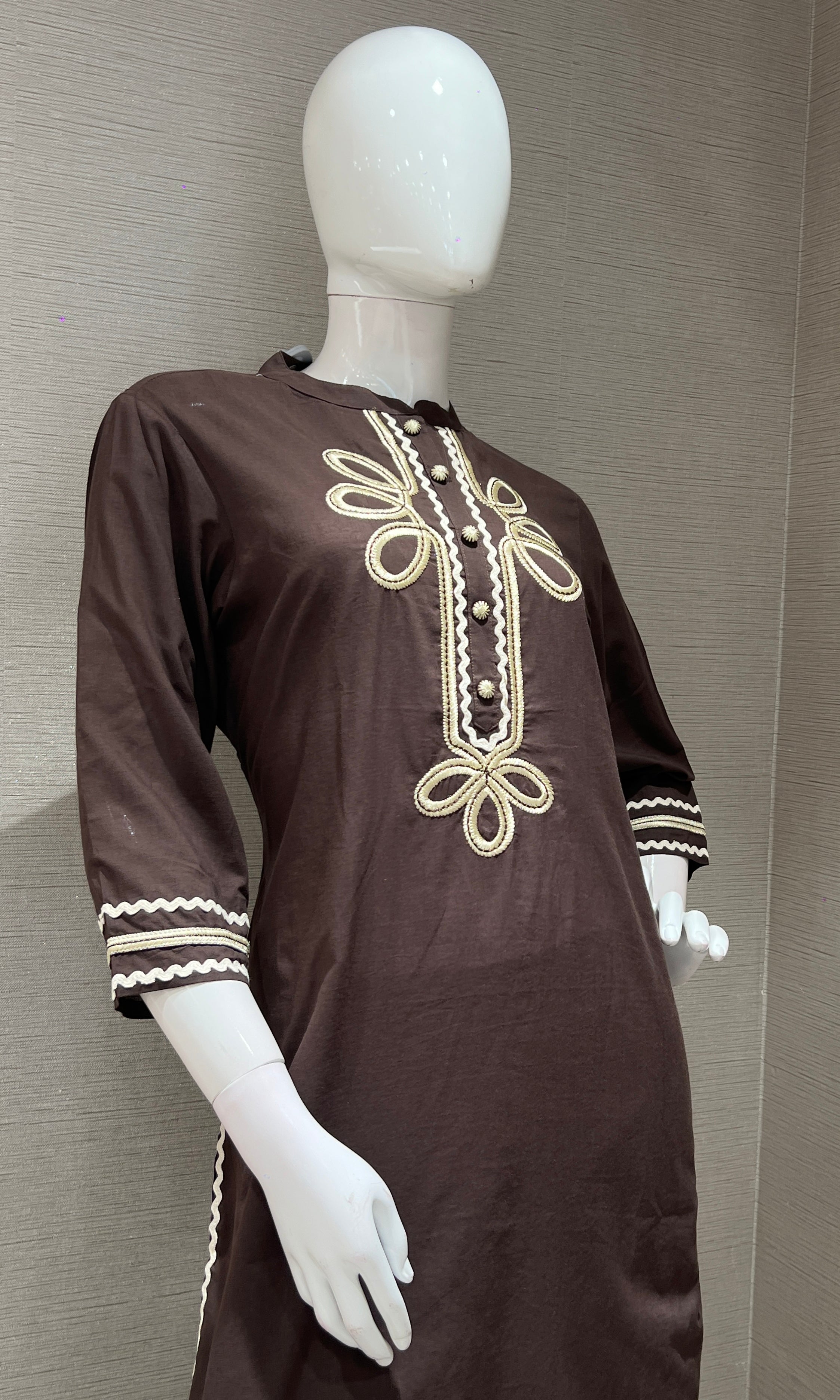 Brown FLORAL KURTA SET WITH PALAZZO PANTS