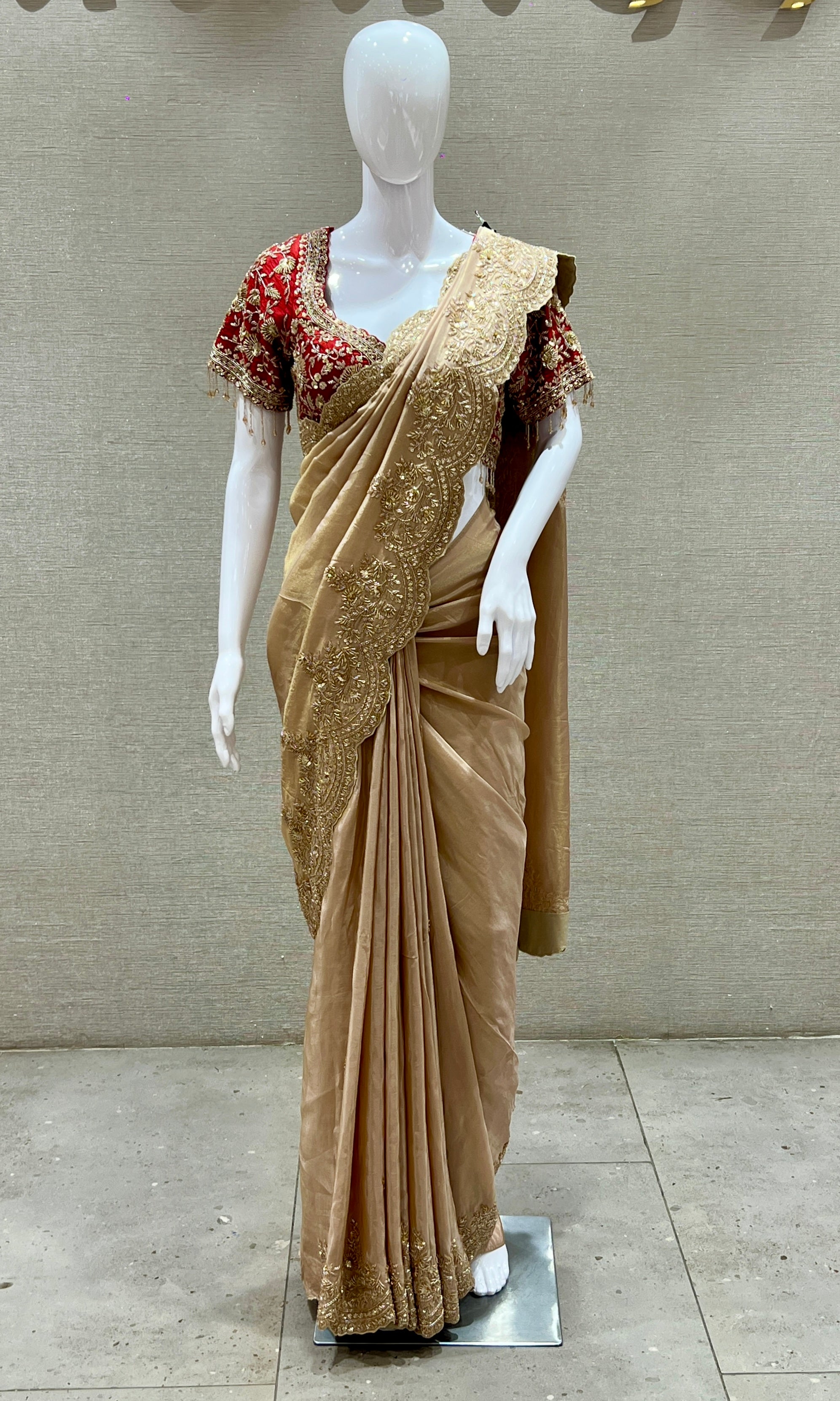 Red saree ready blouse