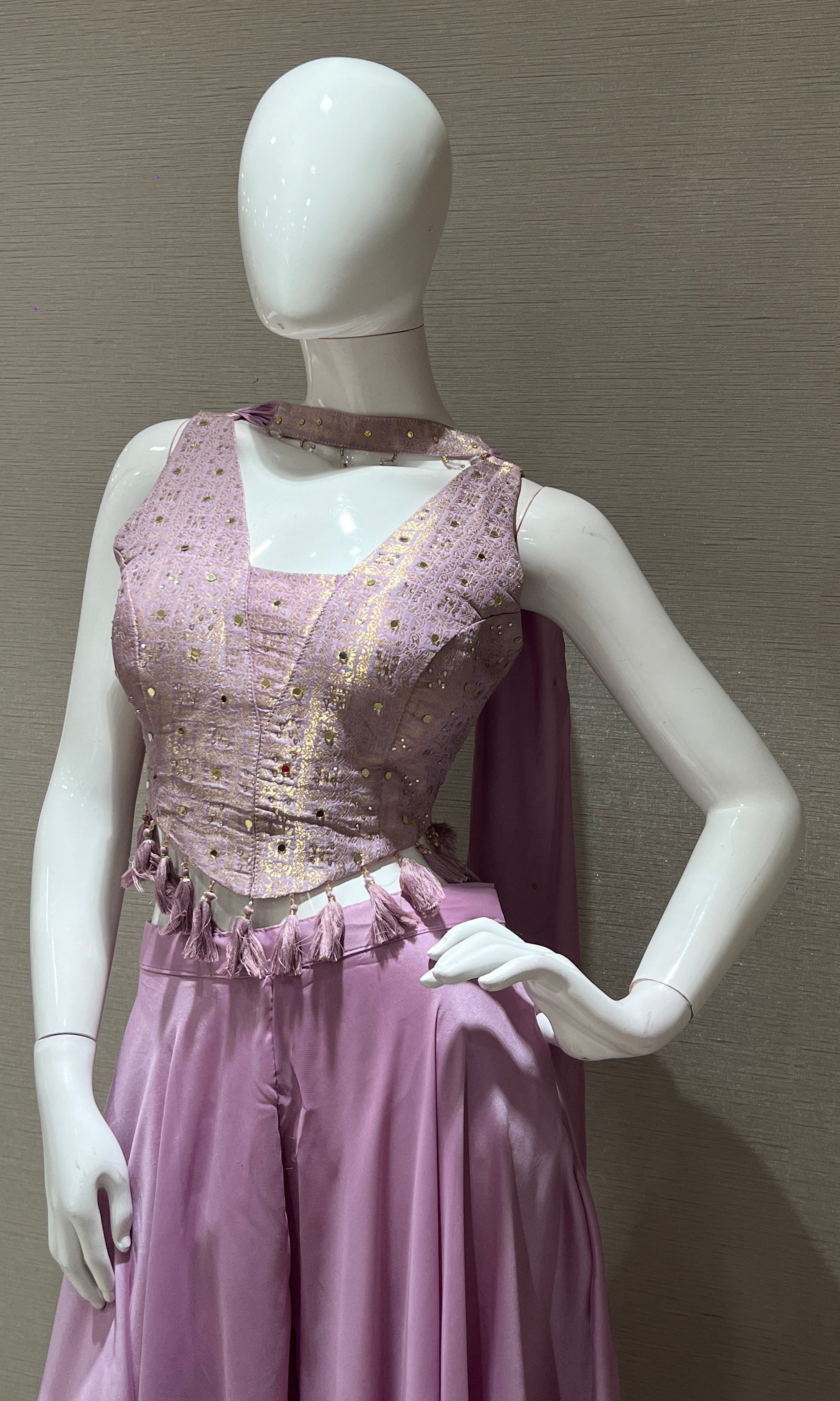 Light Purple embroidered corset top with Palazoo