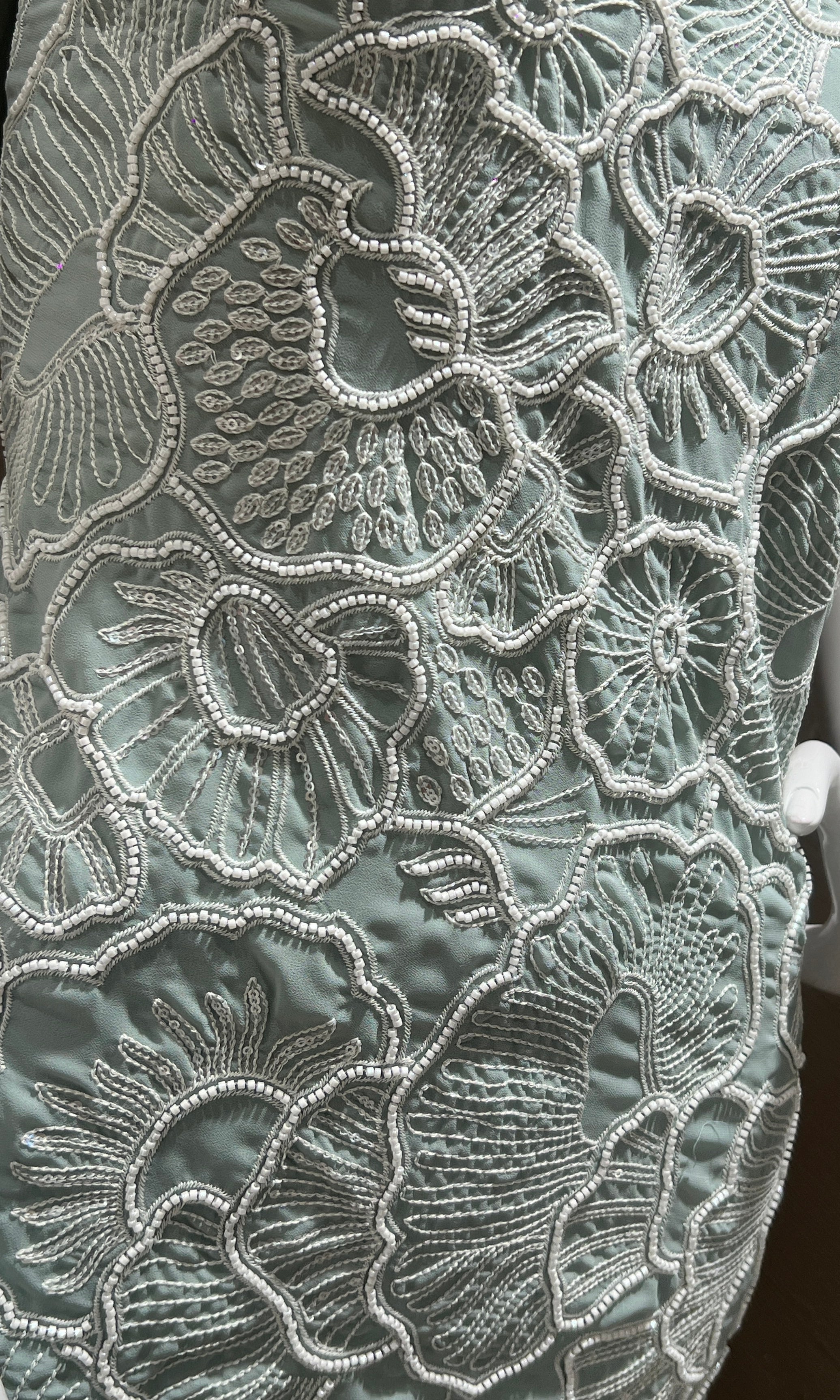 Pista green palazzo with floral embroidery