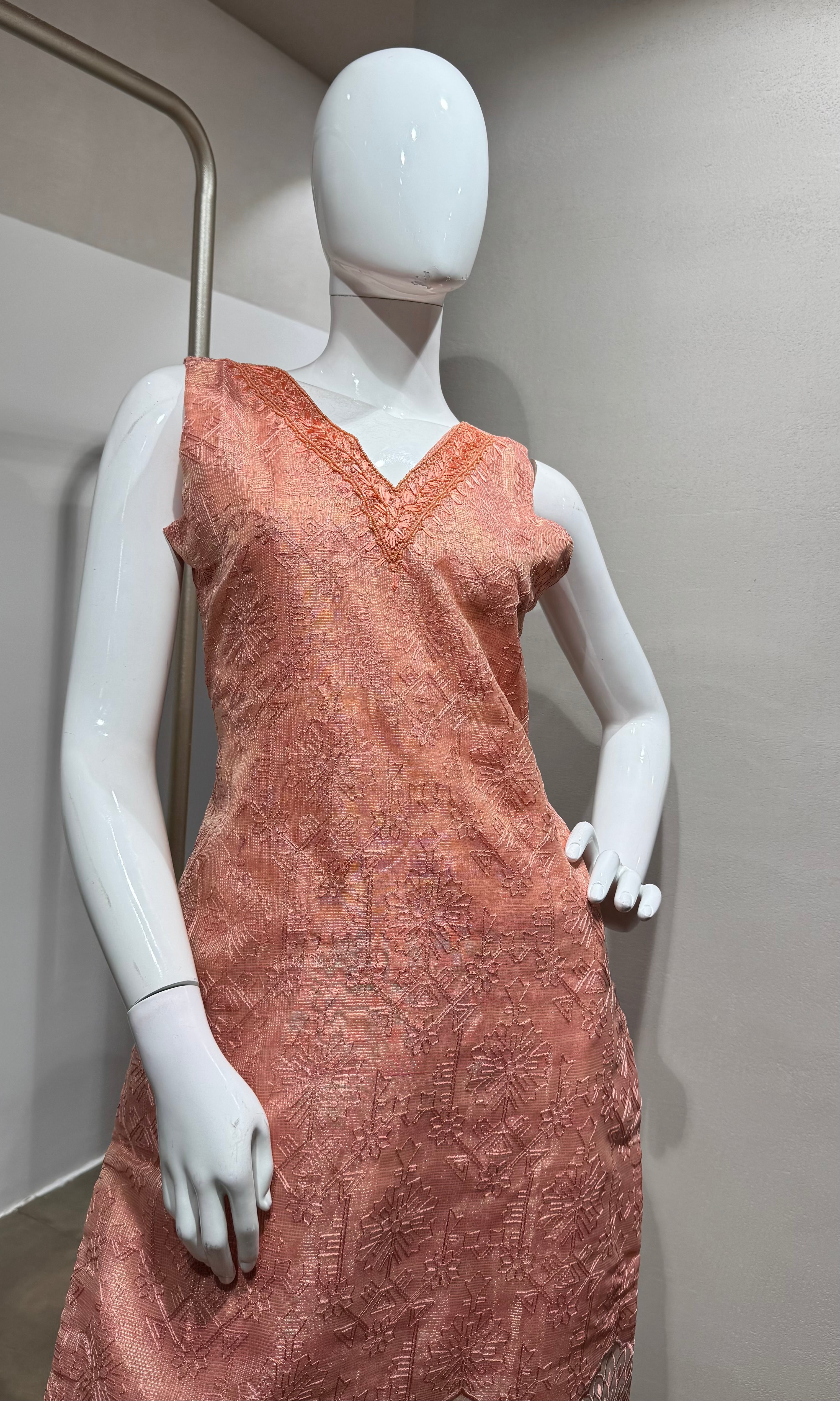 Pink shimmer tissue kurta set