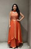 Orange EMBROIDERED ANARKALI LONG DRESS