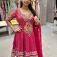 Pink shimmer anarkali Patiala style, long dress