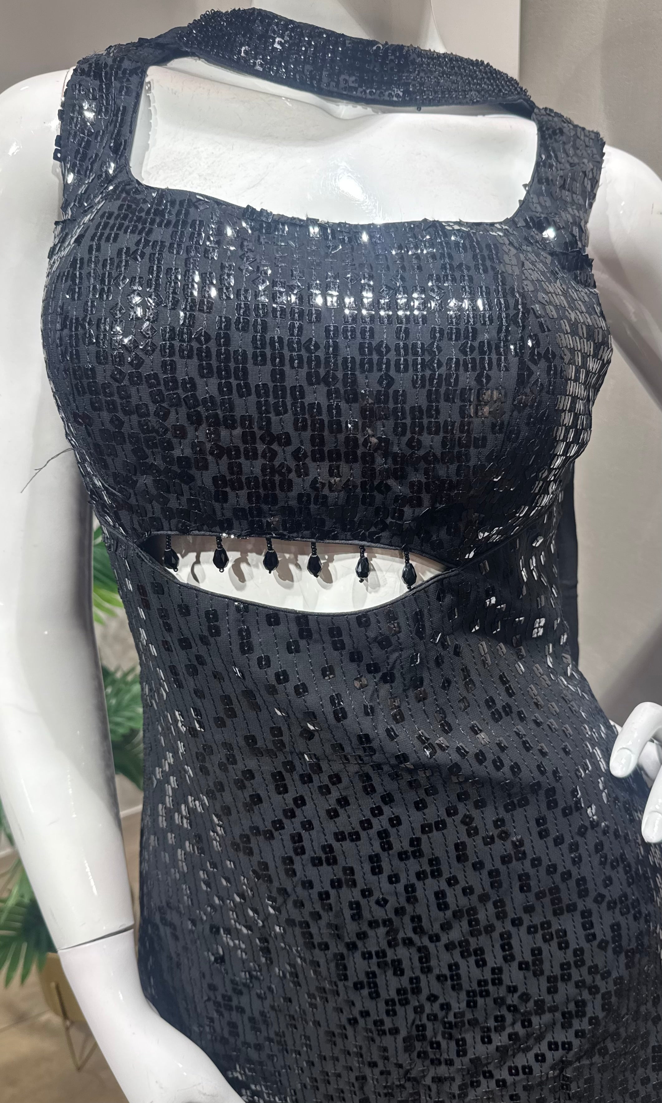 Black Sequin Embroidered Georgette Sharara Set